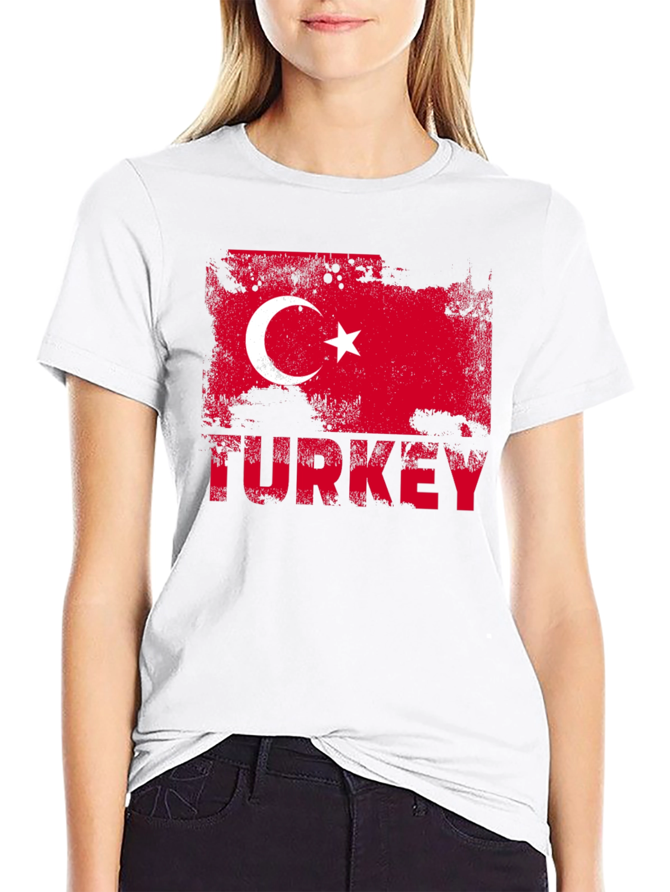 Turkey Flag Grunge Black T-Shirt