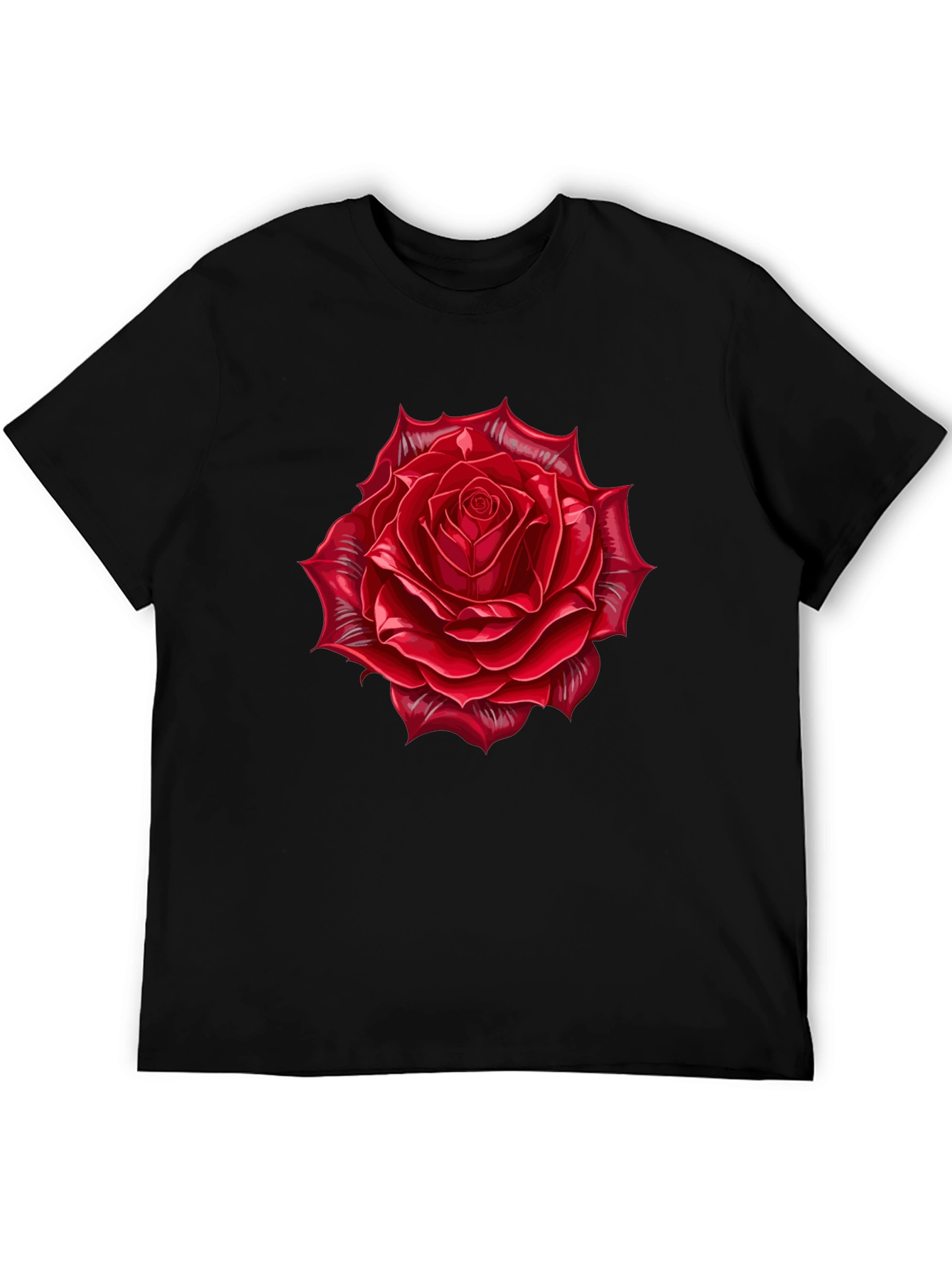 Red Rose Graphic Black T-Shirt
