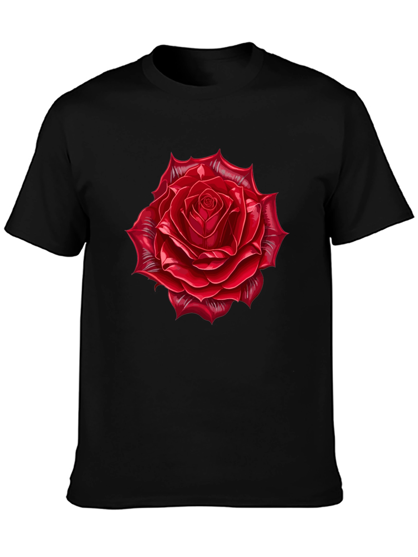 Red Rose Graphic Black T-Shirt