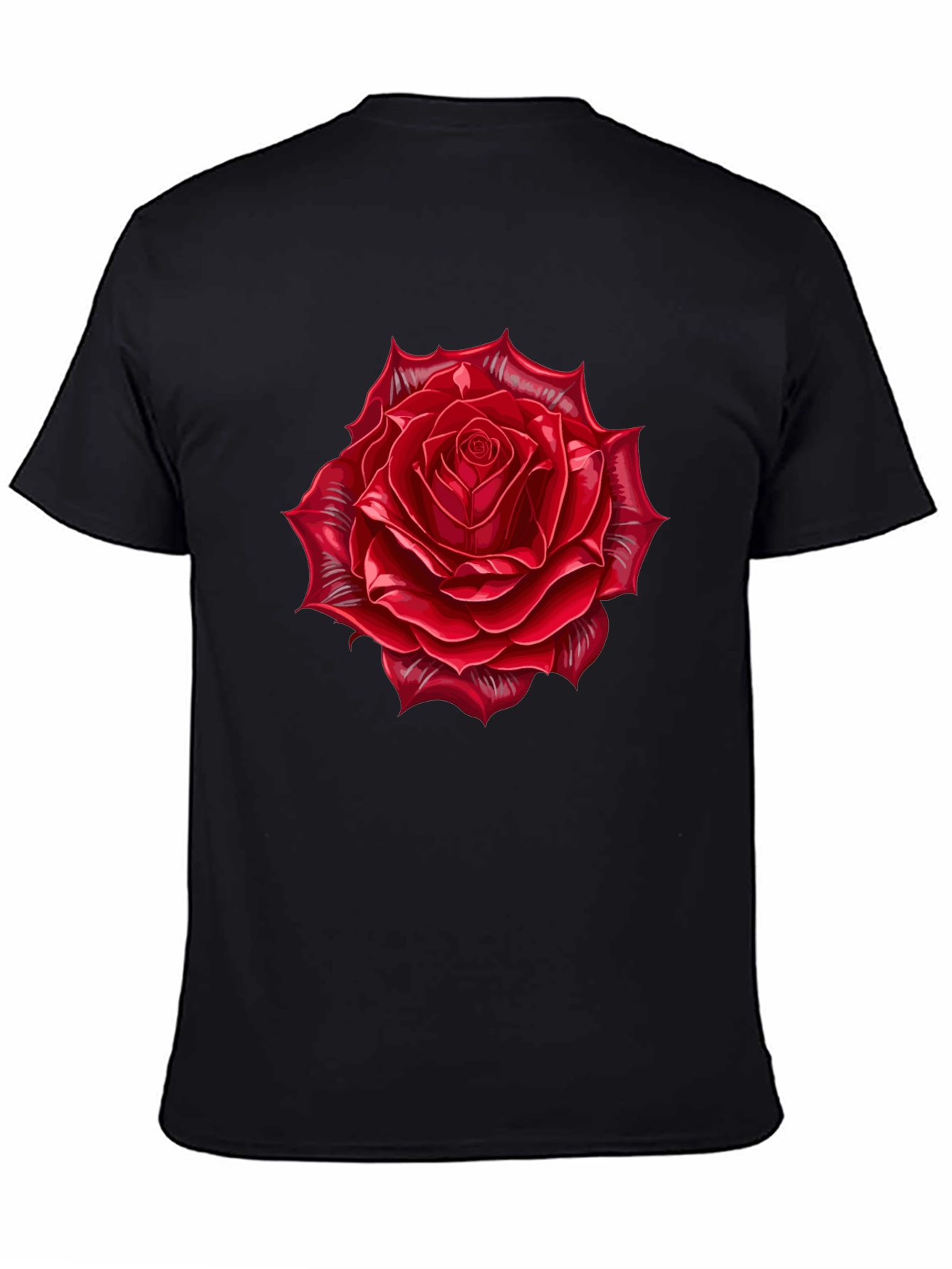 Red Rose Graphic Black T-Shirt