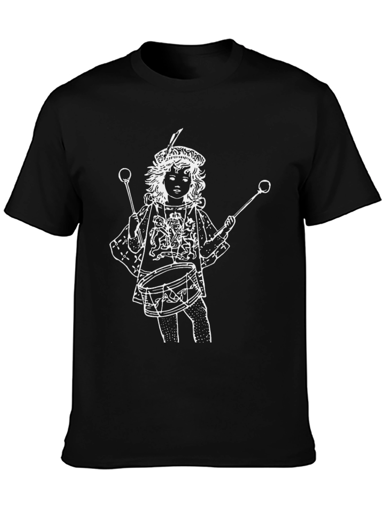 Black T-Shirt with Drummer Boy Graphic