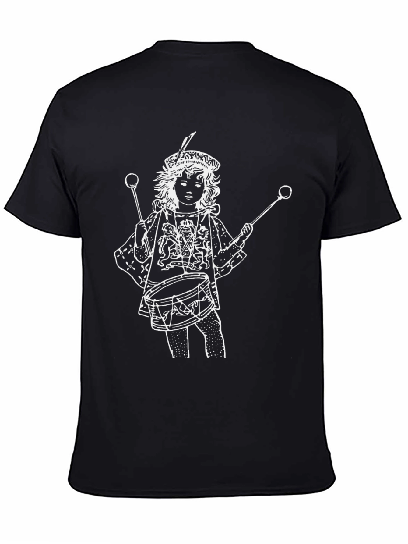 Black T-Shirt with Drummer Boy Graphic