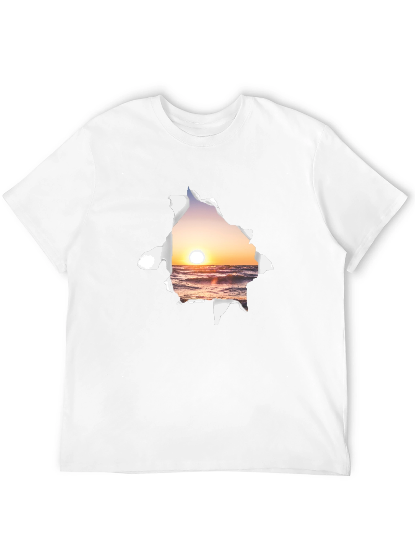 Sunset Beach Graphic Tee - Black Cotton T-Shirt