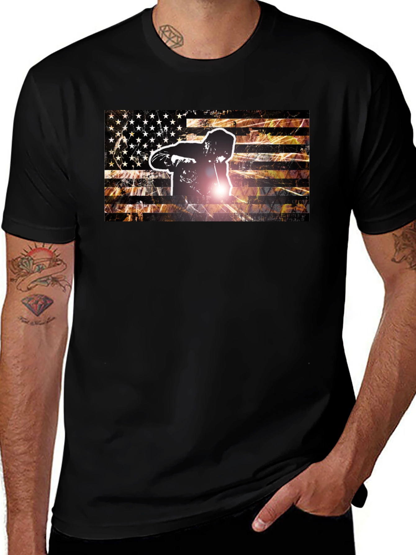 Welder American Flag Graphic T-Shirt