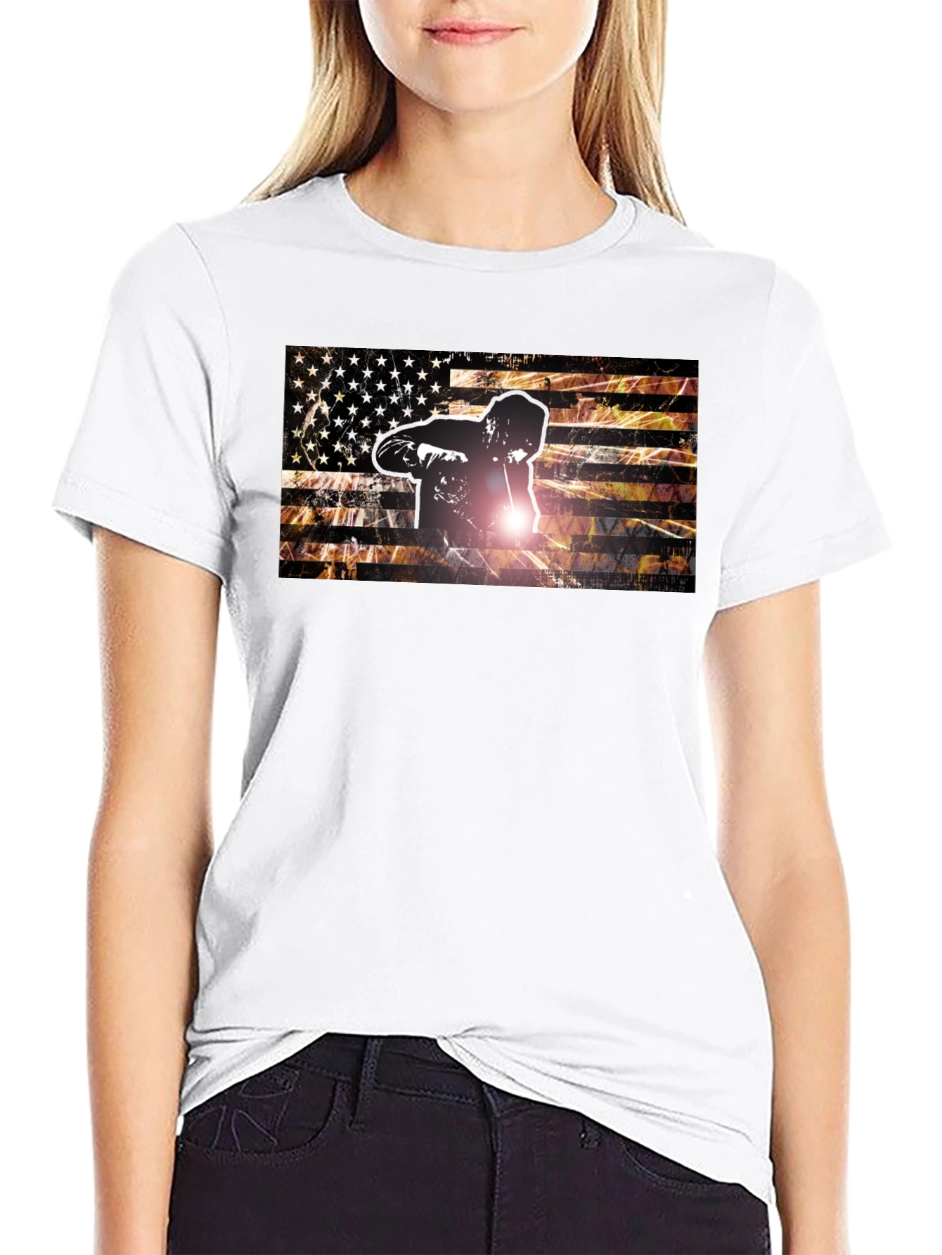Welder American Flag Graphic T-Shirt