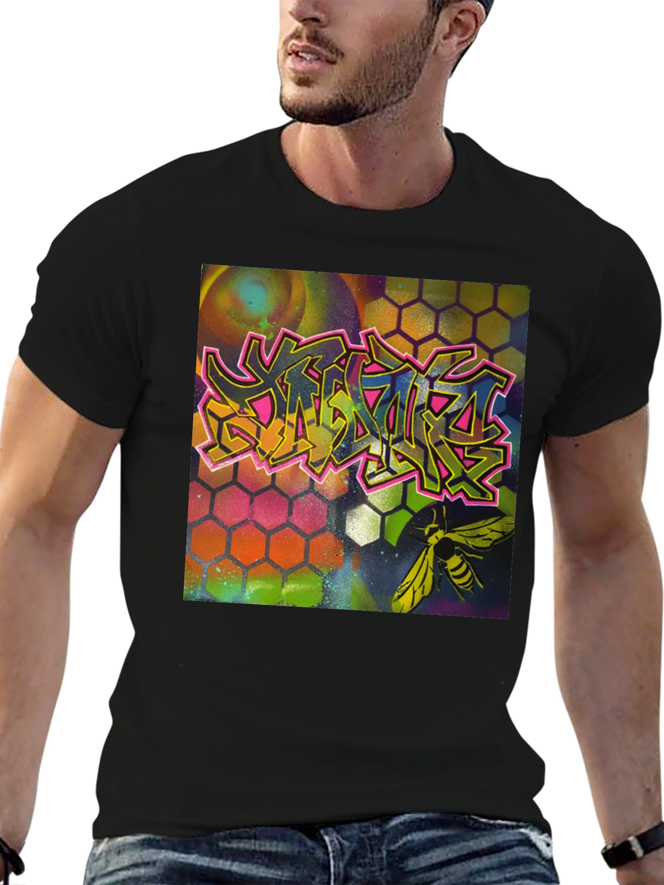 Graffiti Bee Graphic Tee - Unique Art T-Shirt