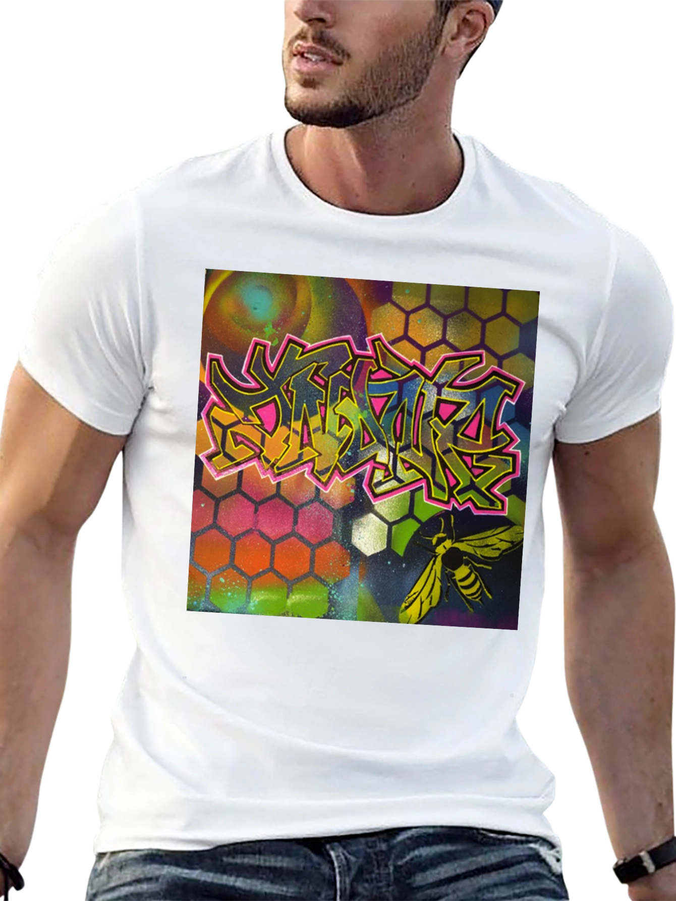 Graffiti Bee Graphic Tee - Unique Art T-Shirt
