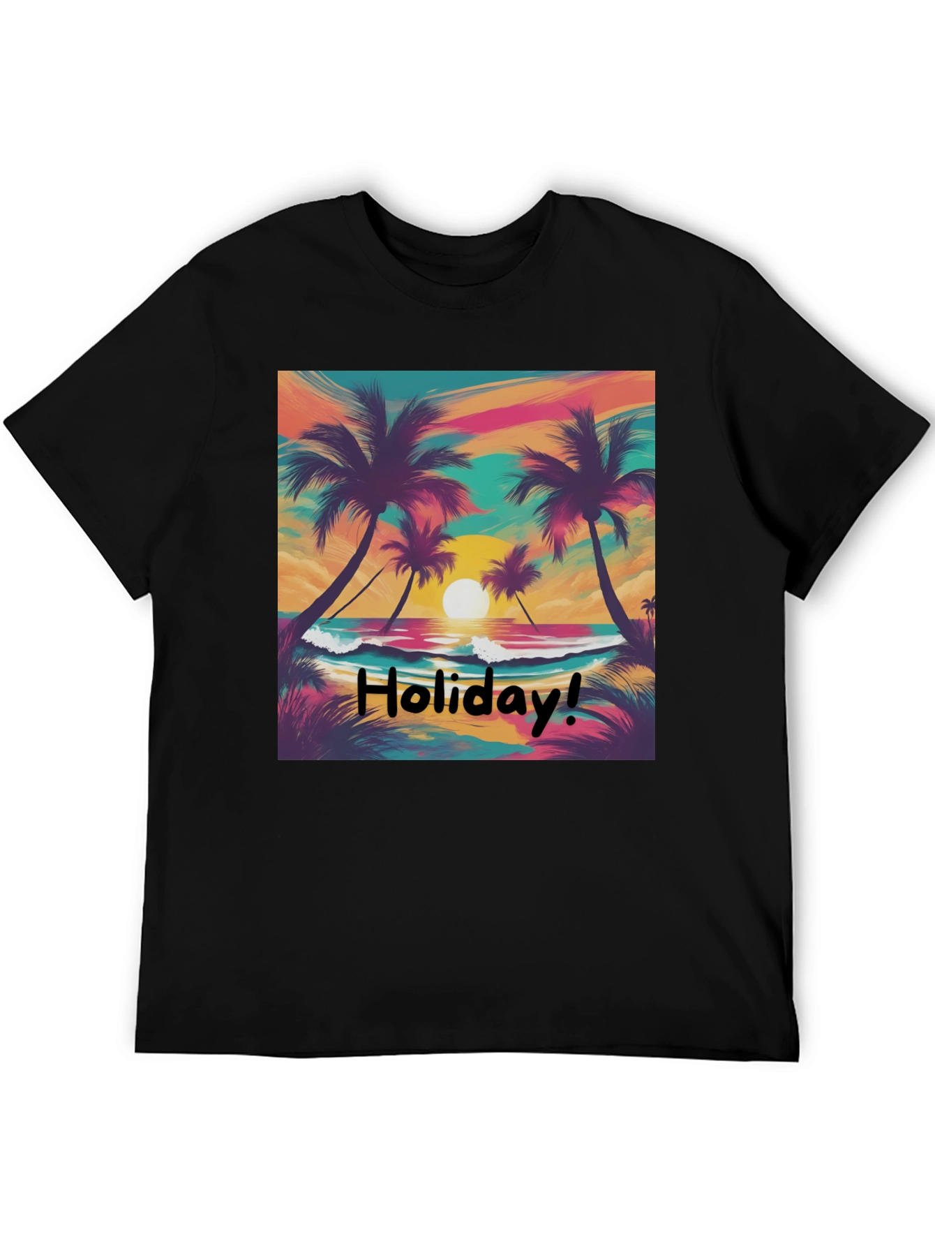 Holiday Vibes T-Shirt - Beach Sunset Design
