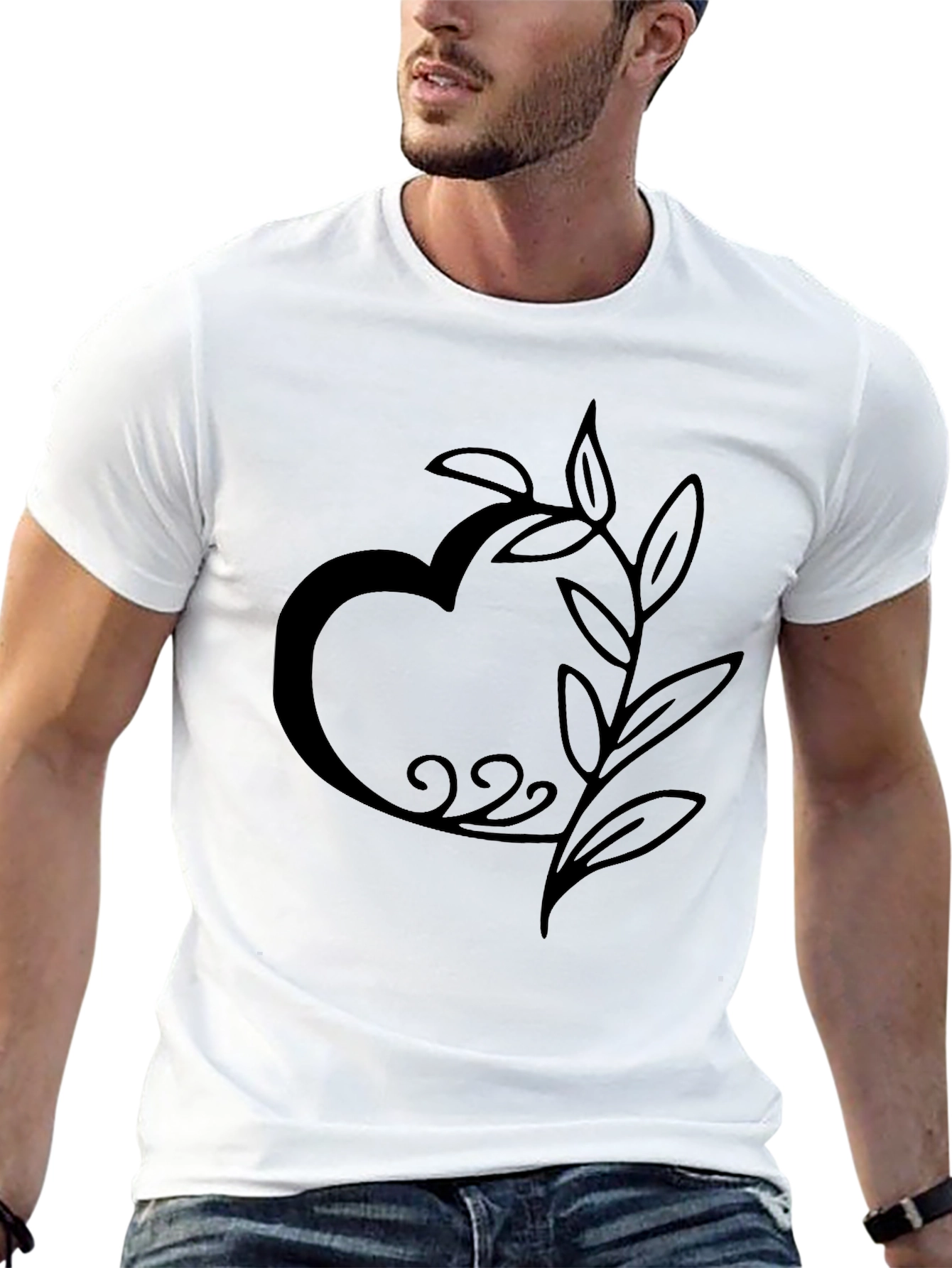 Heart and Leaf Black Graphic Tee