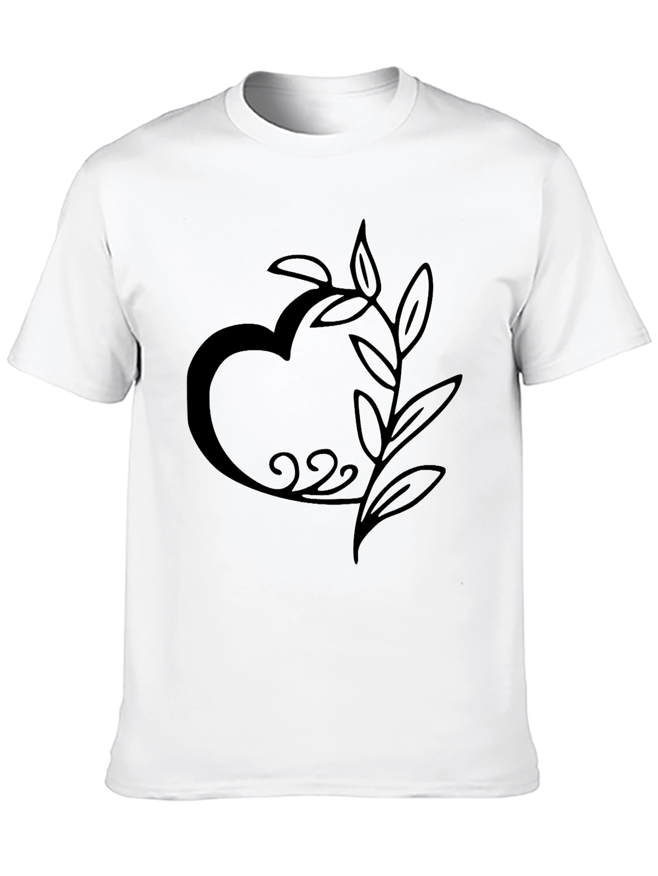 Heart and Leaf Black Graphic Tee