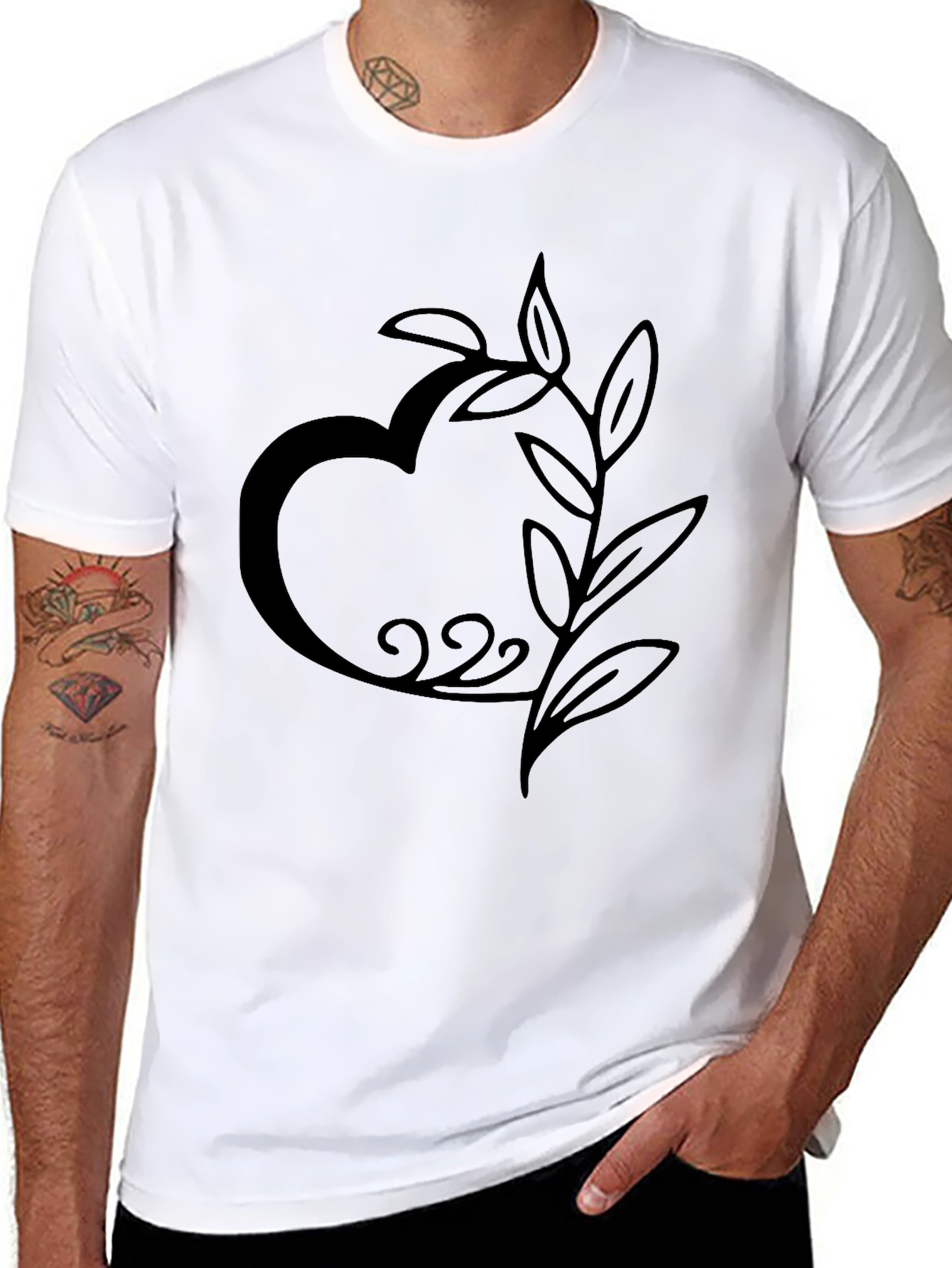 Heart and Leaf Black Graphic Tee