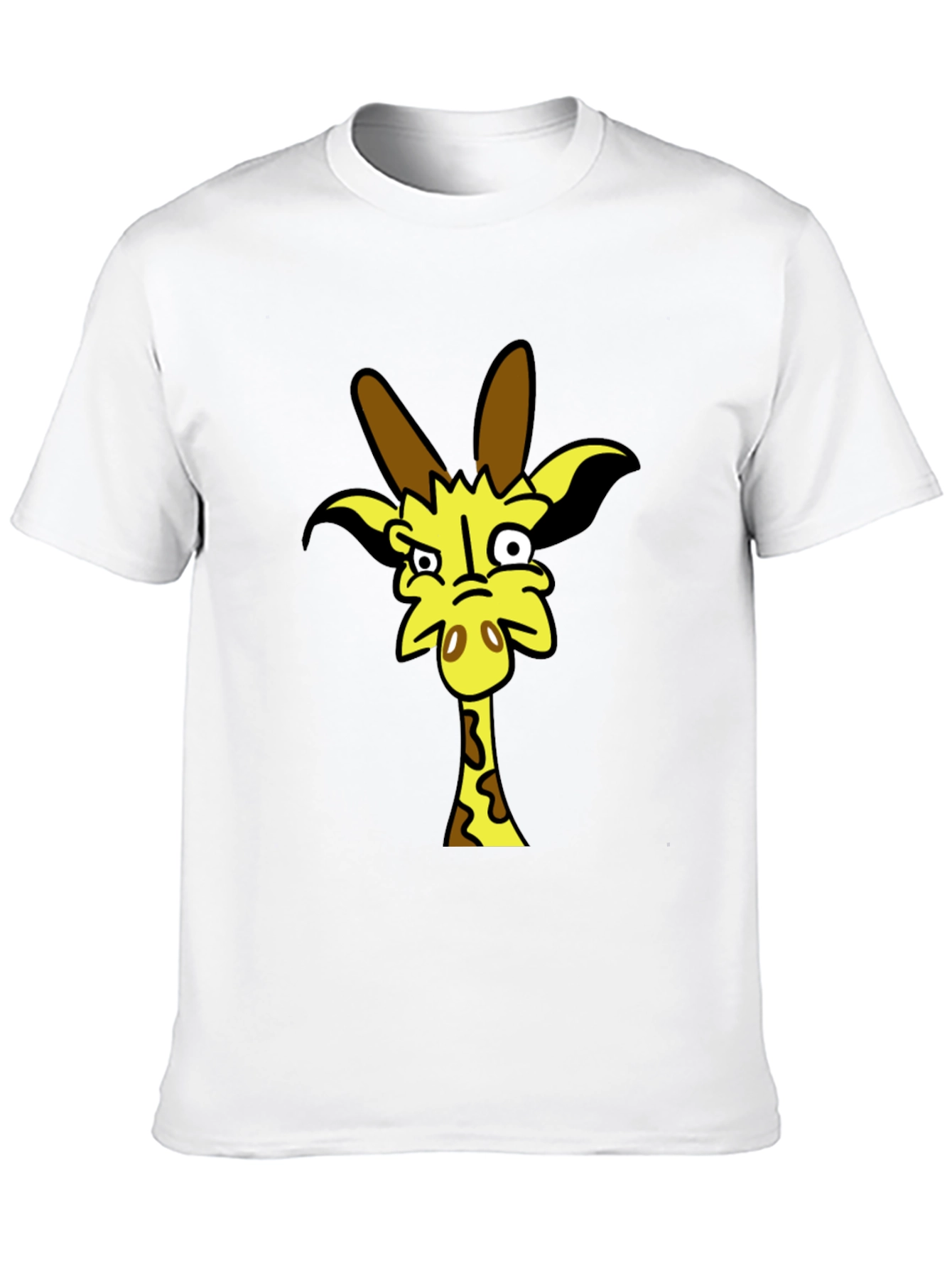 Funny Cartoon Giraffe Black T-Shirt