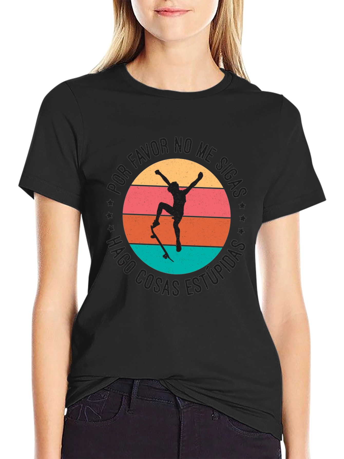 Skateboarder Graphic Tee - Funny Spanish Slogan Shirt