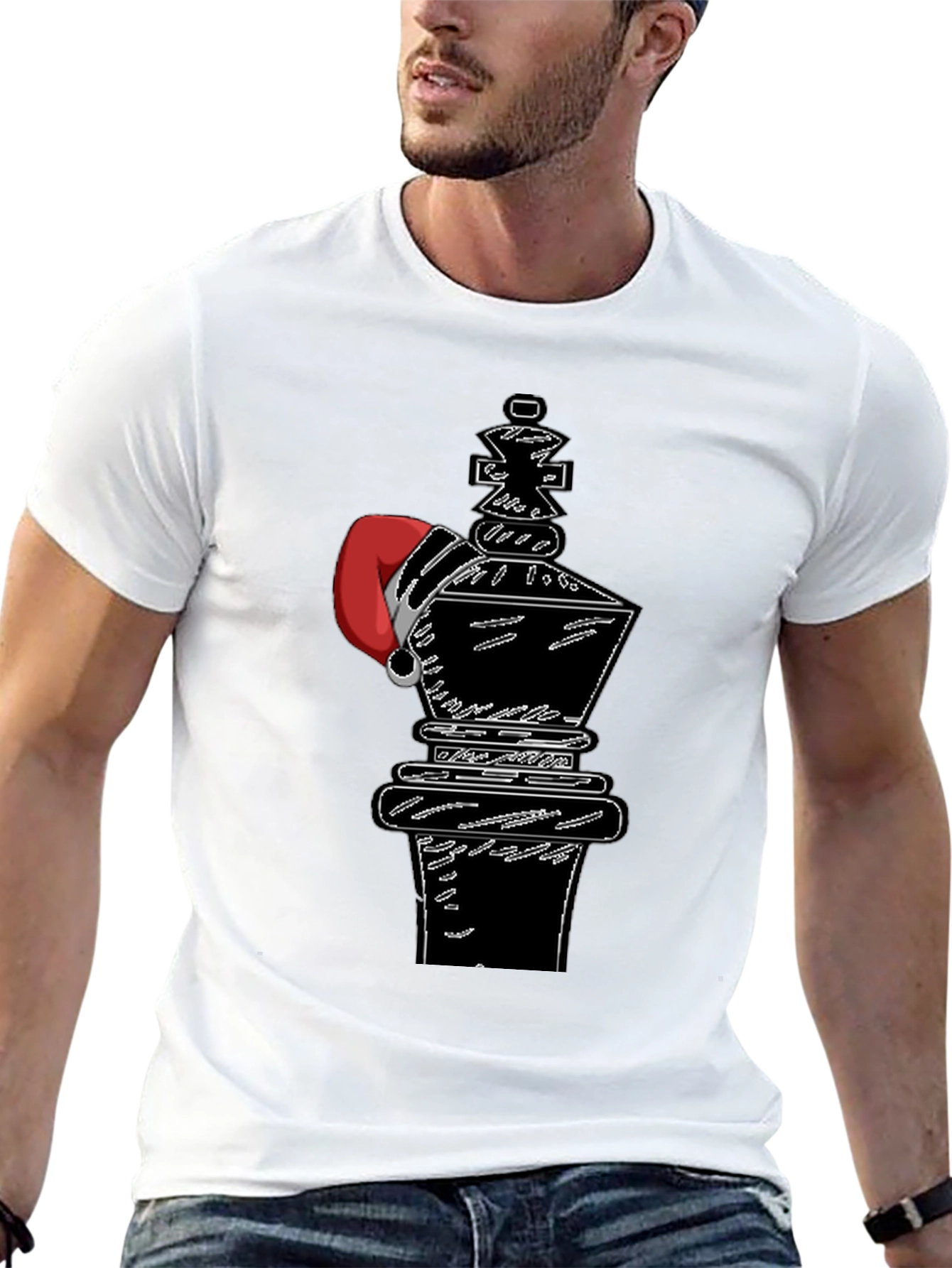 Chess King Santa Hat Graphic T-Shirt