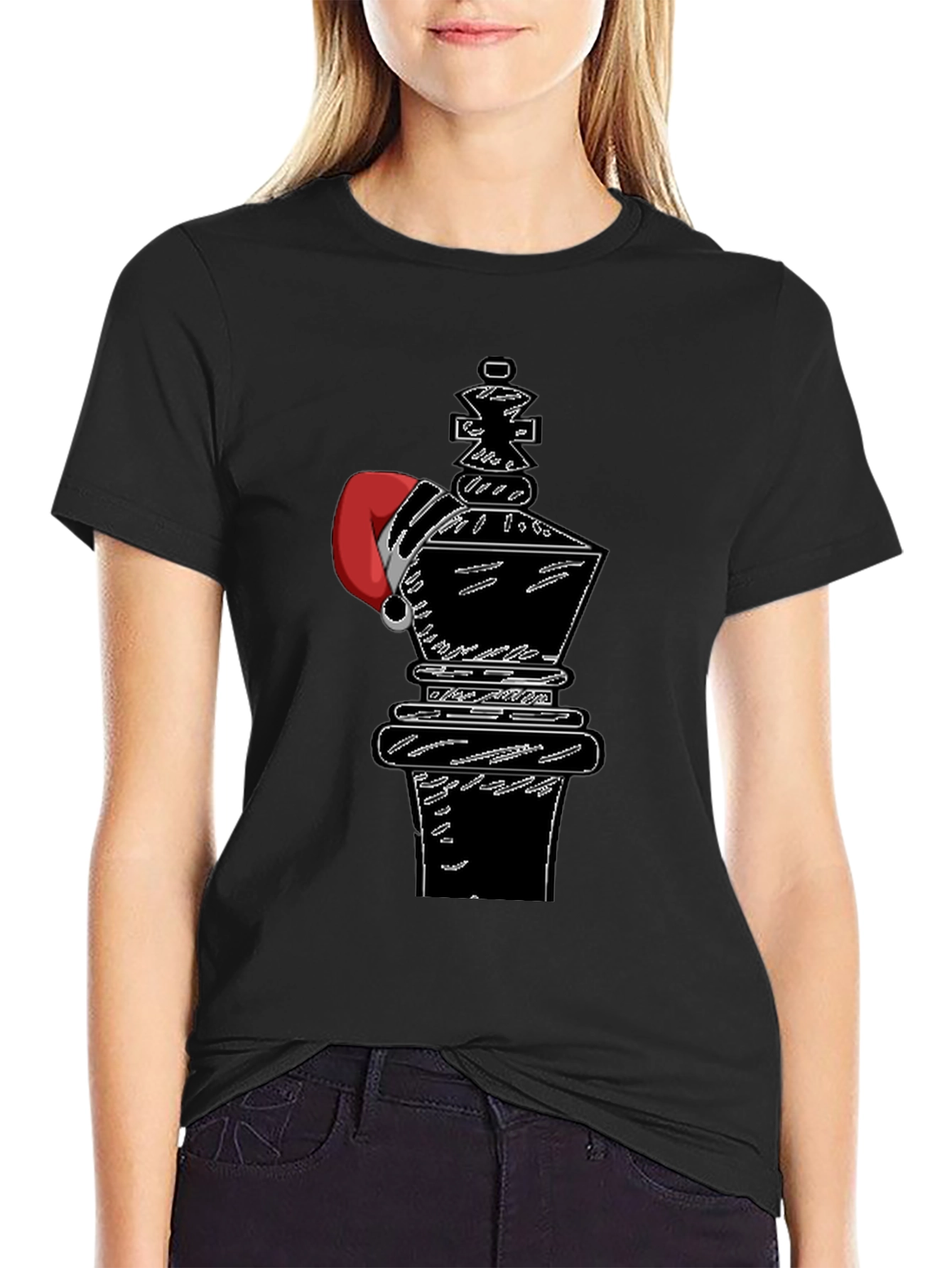 Chess King Santa Hat Graphic T-Shirt