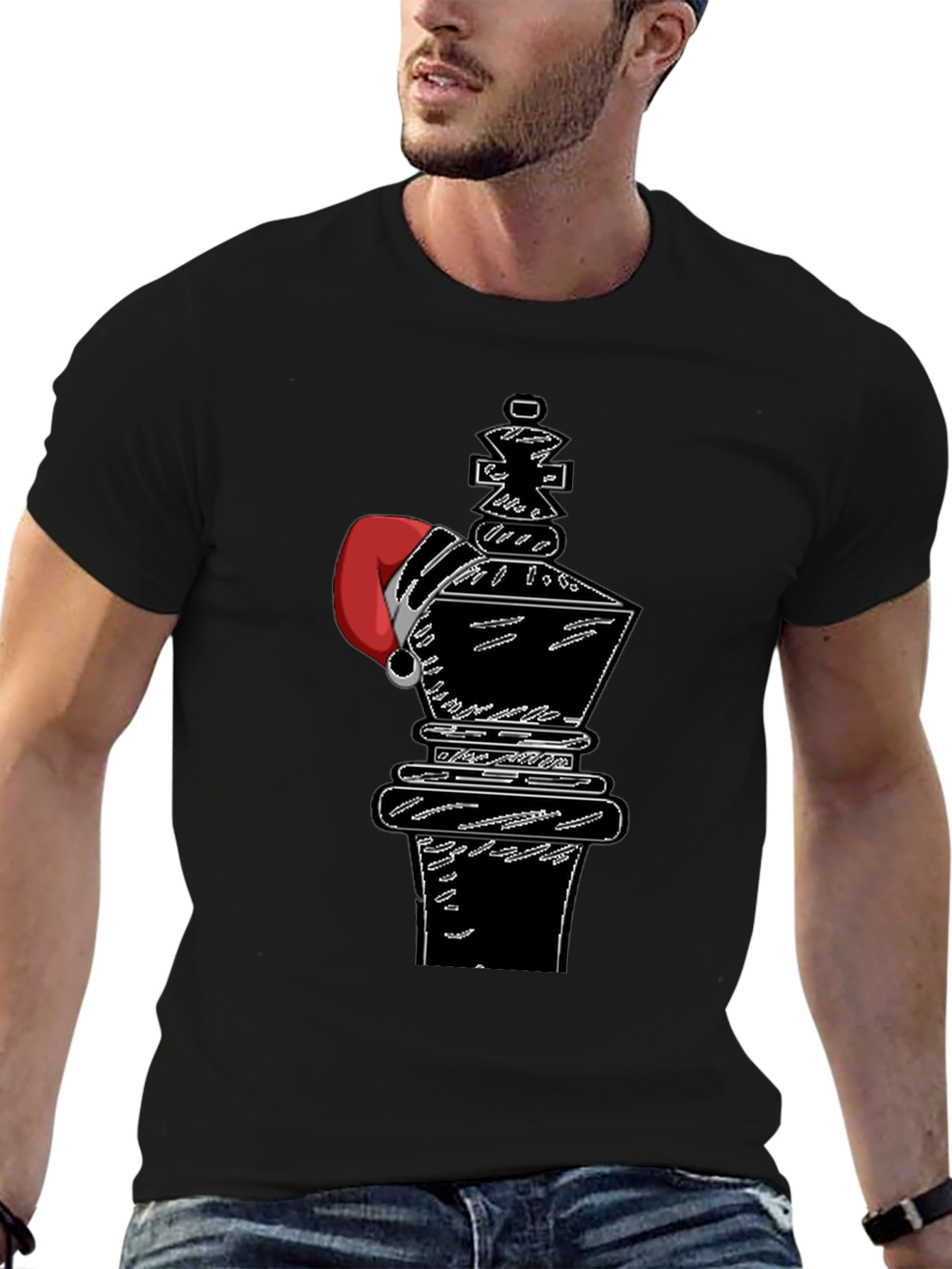 Chess King Santa Hat Graphic T-Shirt