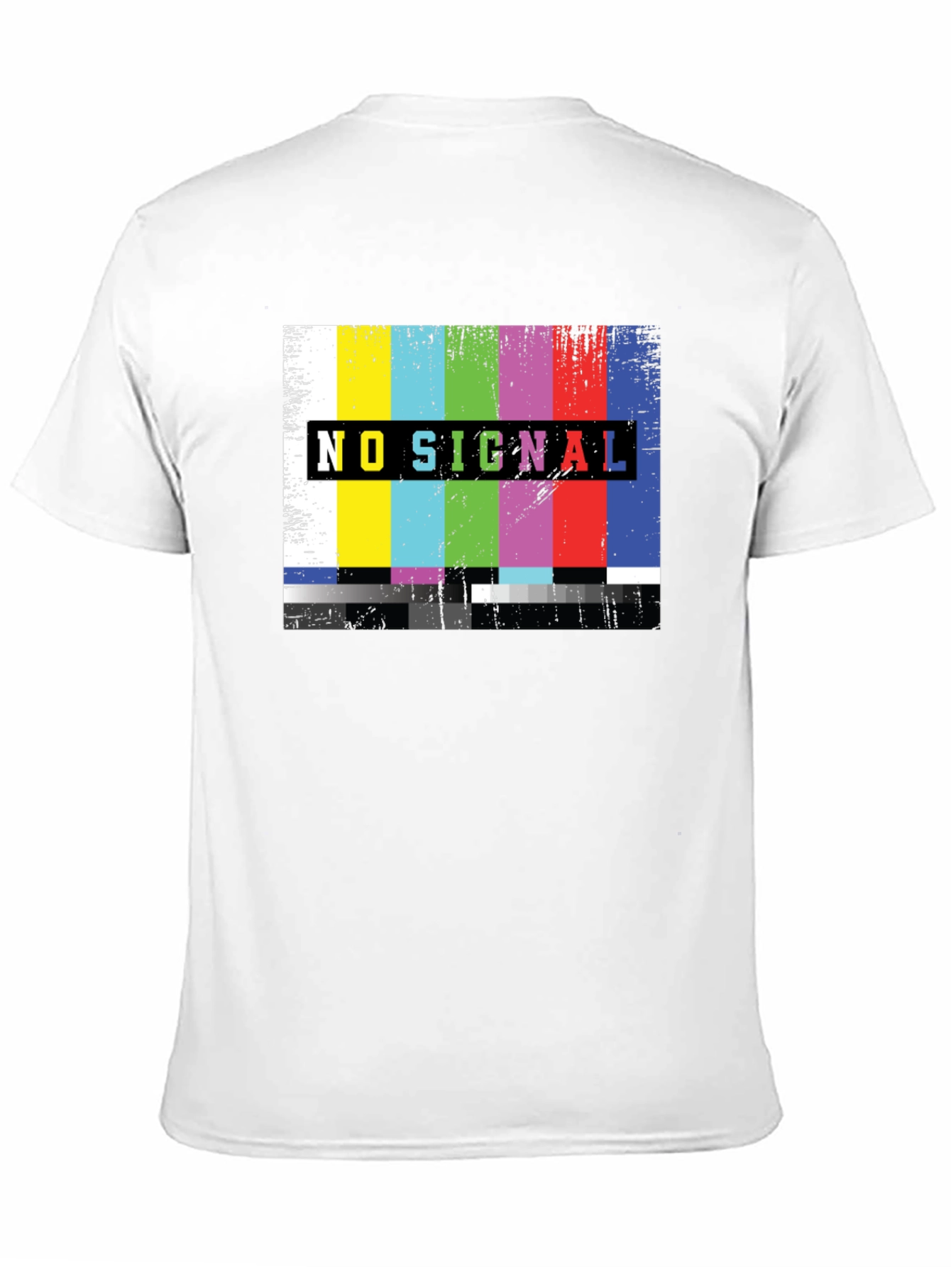 No Signal TV Glitch Black T-Shirt - Retro Style