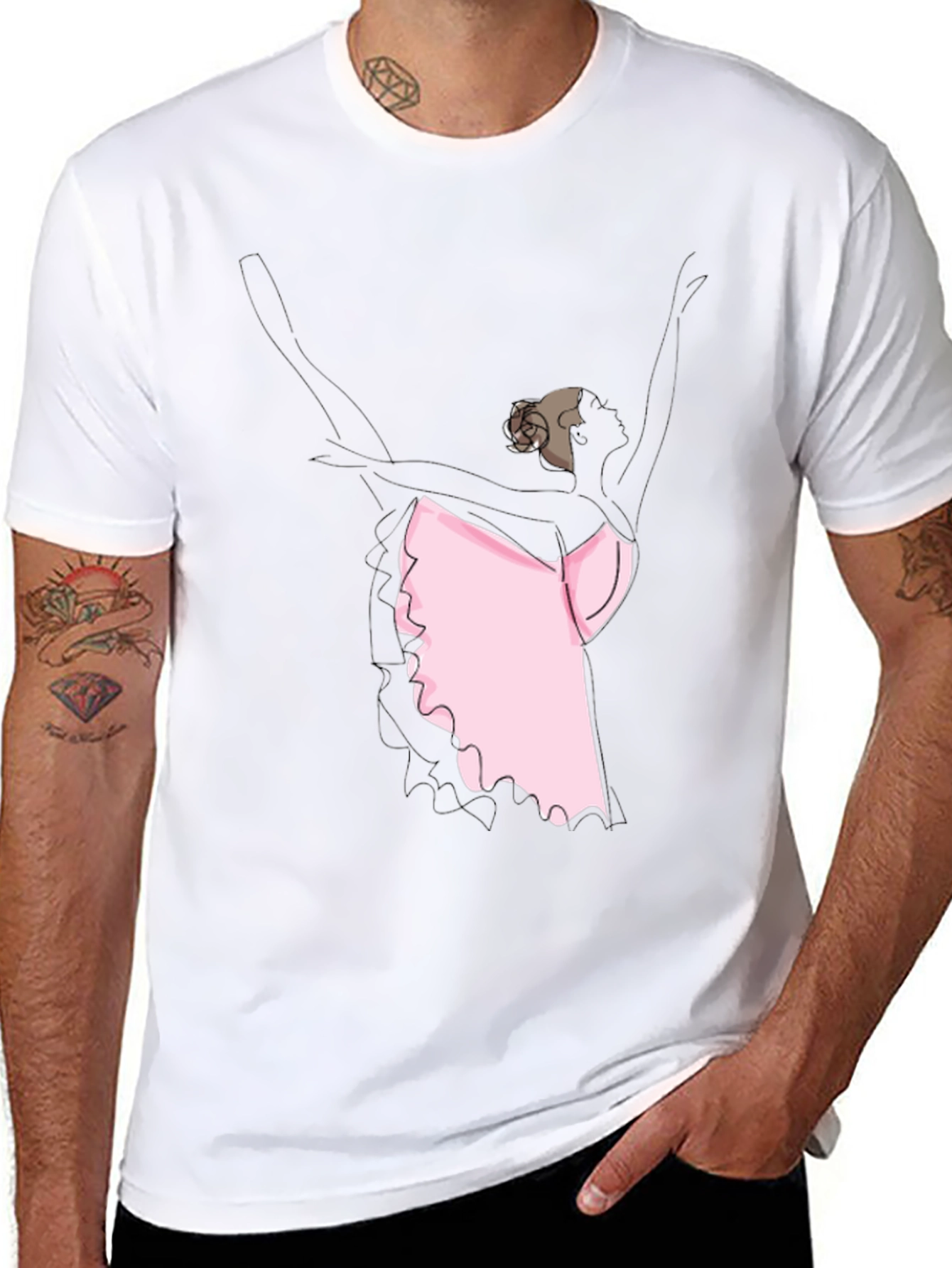 Ballerina Graphic Tee - Black Casual T-Shirt