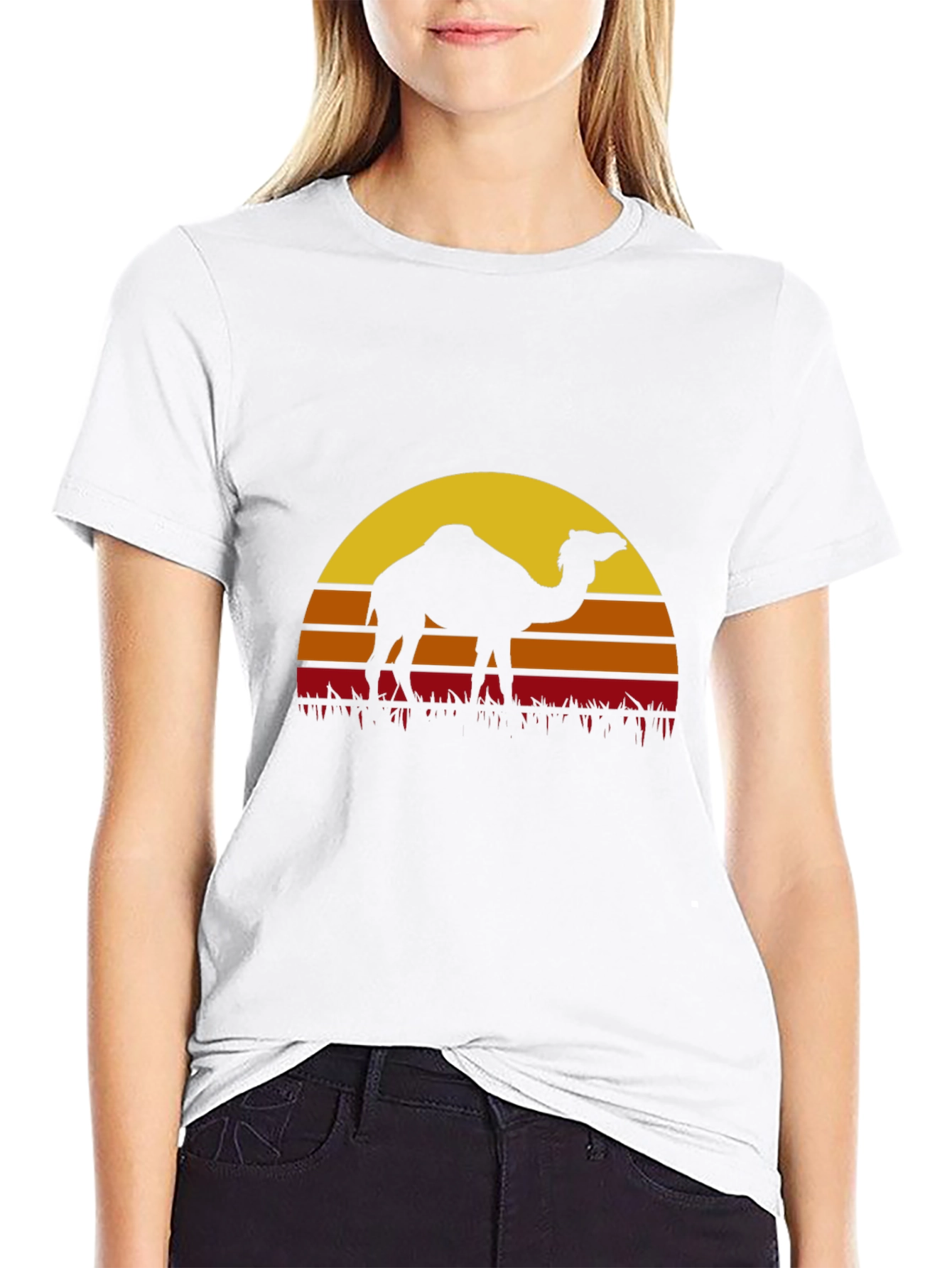 Camel Sunset Graphic Tee - Desert Vibes