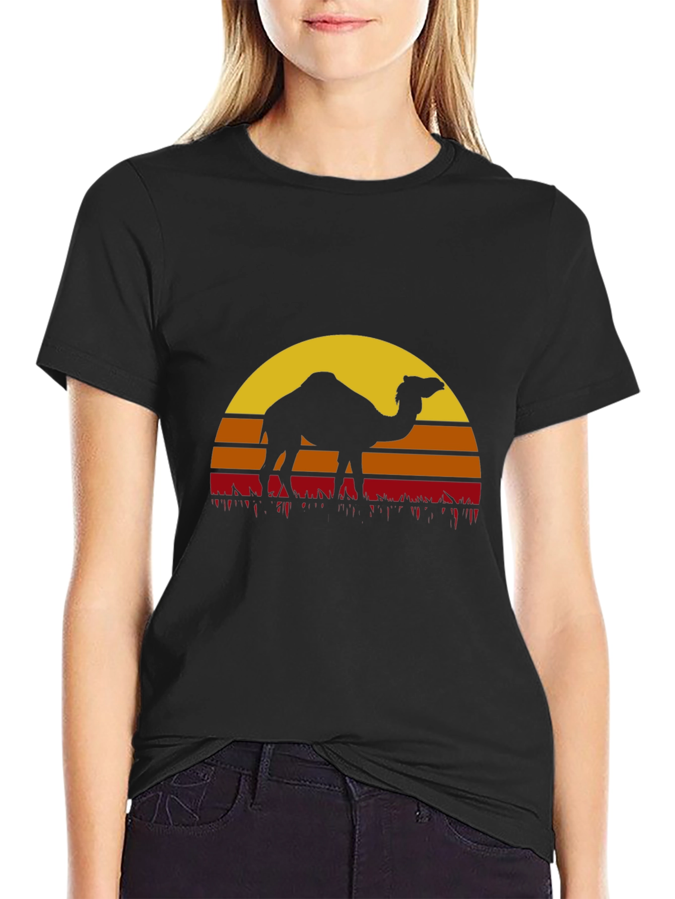 Camel Sunset Graphic Tee - Desert Vibes