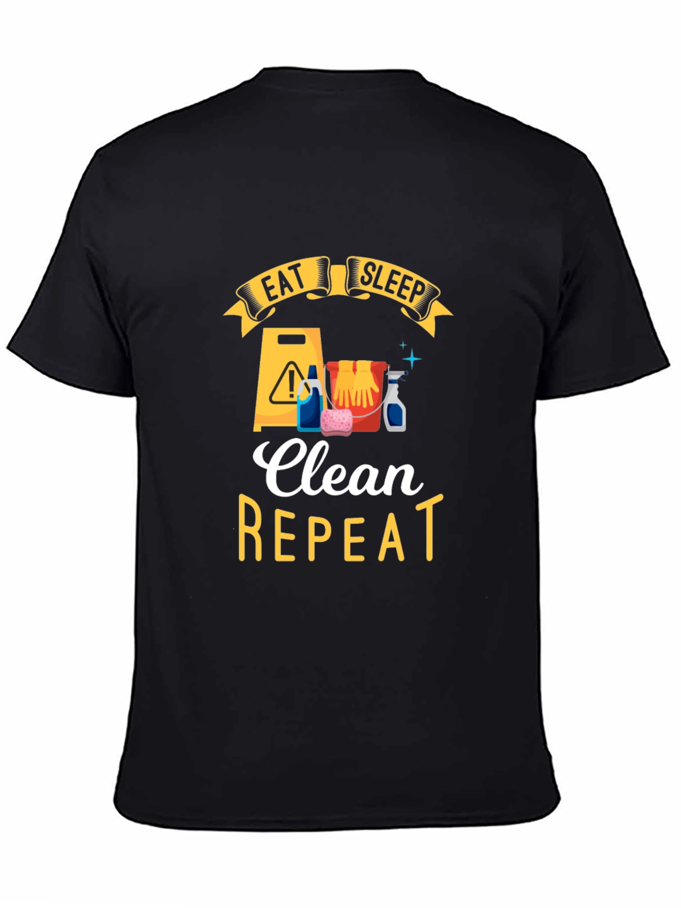 Eat Sleep Clean Repeat Black Graphic Tee
