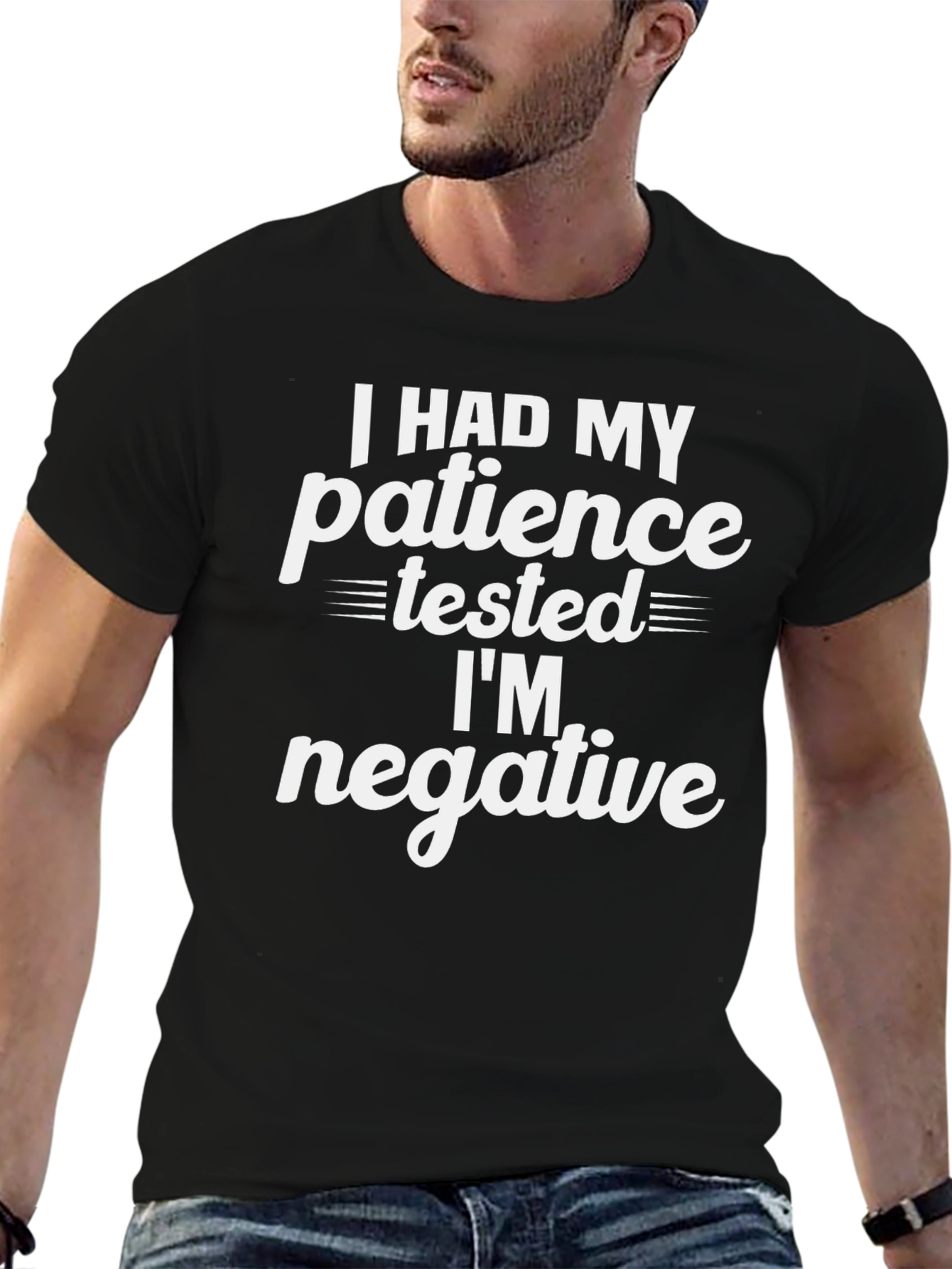 Funny Patience Tested Im Negative Black T-Shirt