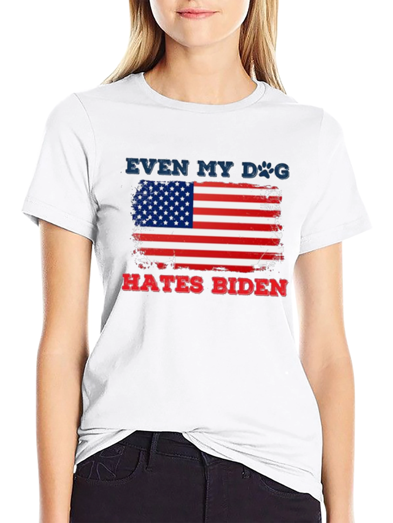 Even My Dog Hates Biden American Flag T-Shirt
