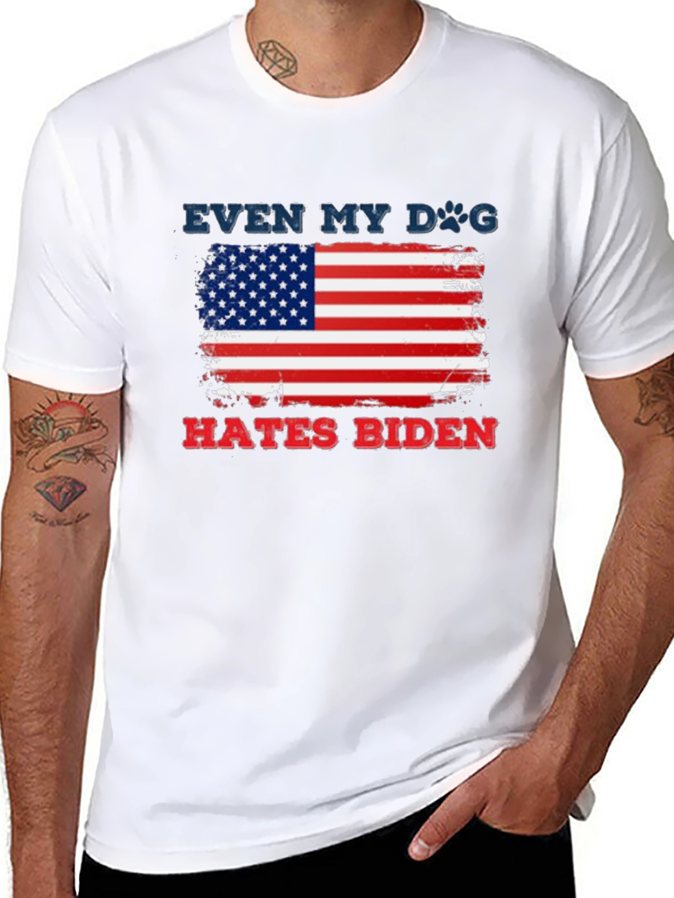 Even My Dog Hates Biden American Flag T-Shirt