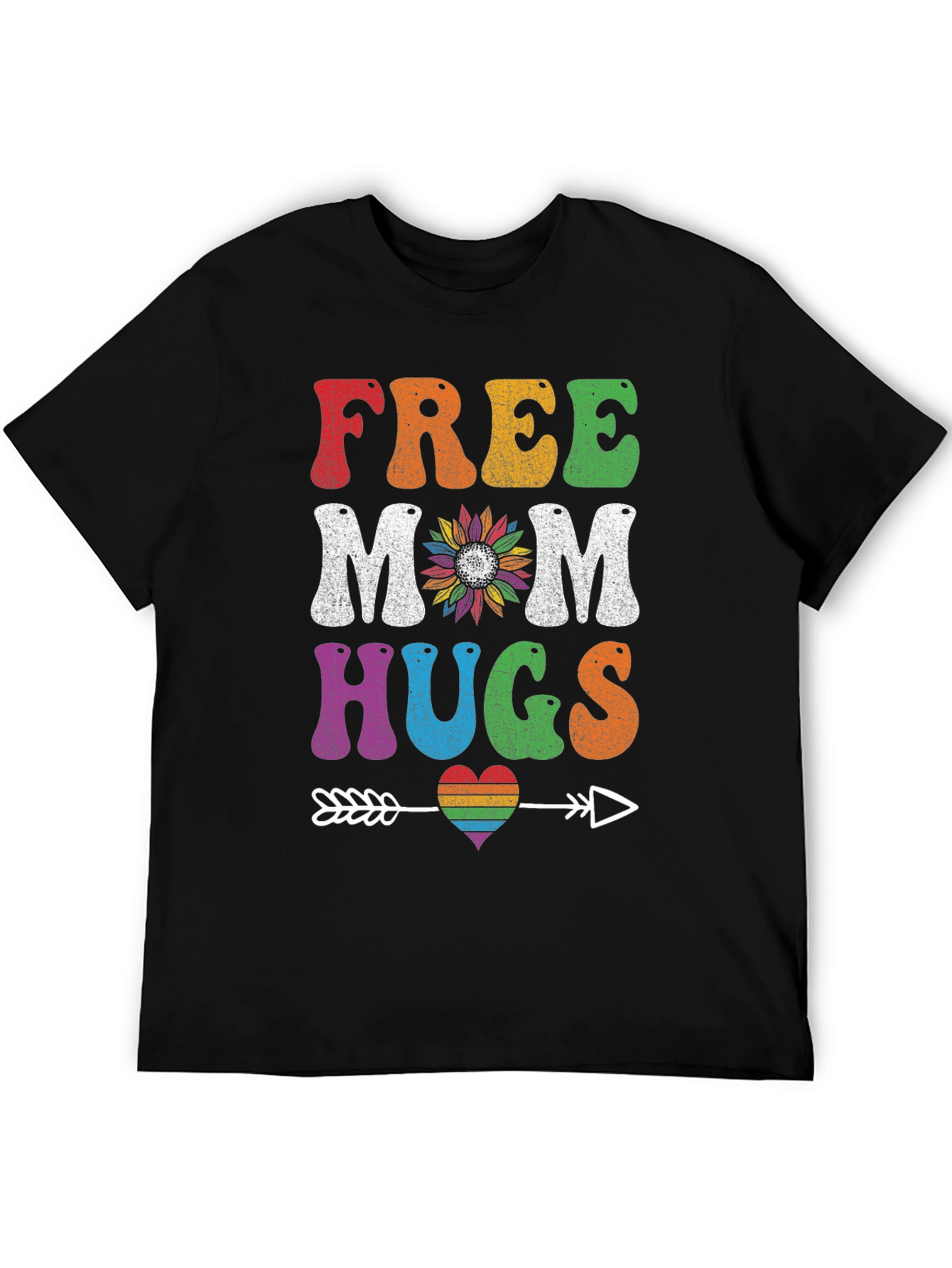 Free Mom Hugs T-Shirt - Rainbow Heart Design