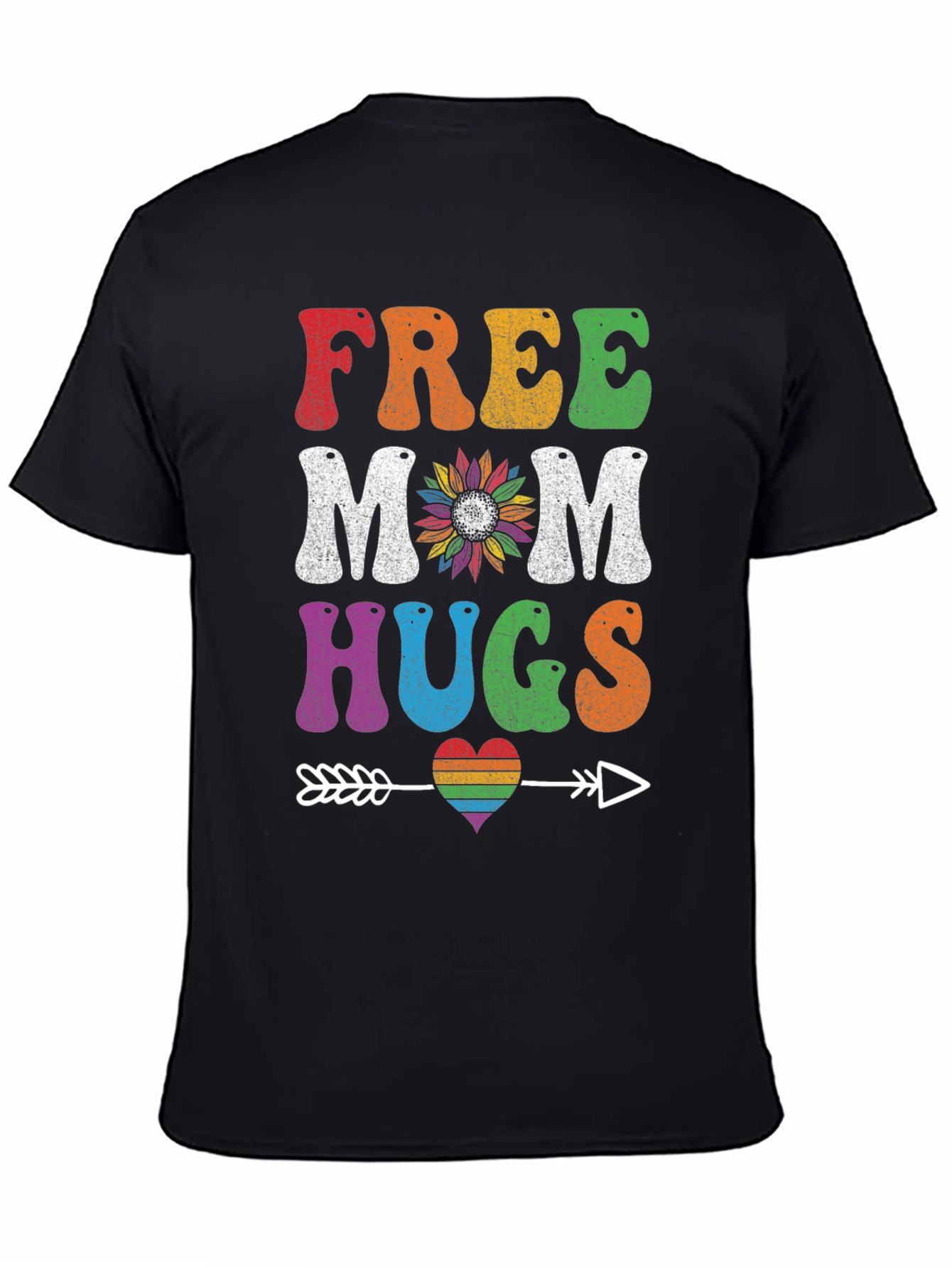Free Mom Hugs T-Shirt - Rainbow Heart Design
