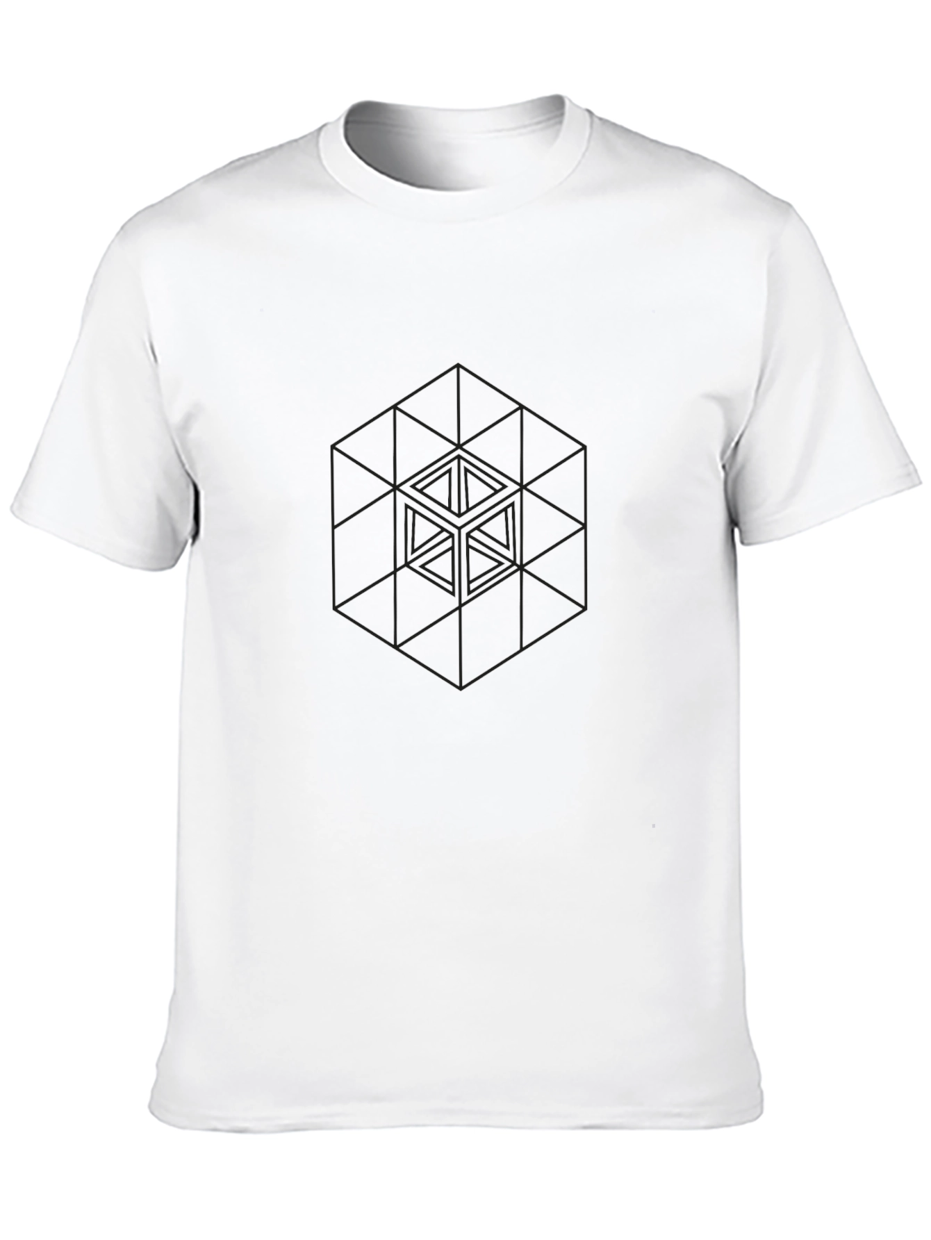 Geometric Cube Graphic Black T-Shirt