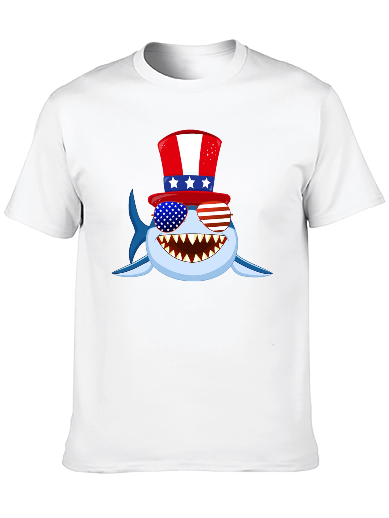 Patriotic Shark Graphic Tee - USA Pride