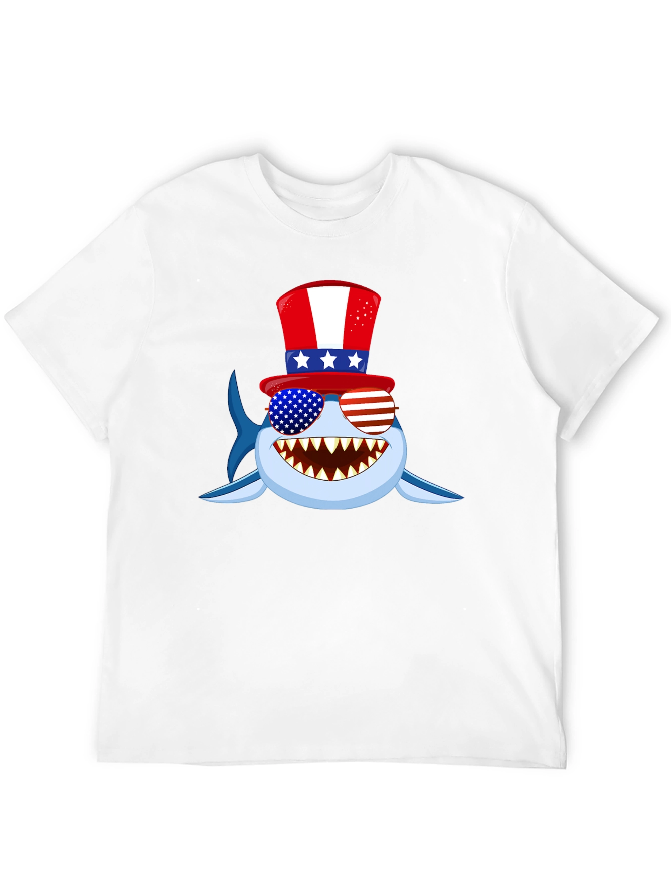 Patriotic Shark Graphic Tee - USA Pride
