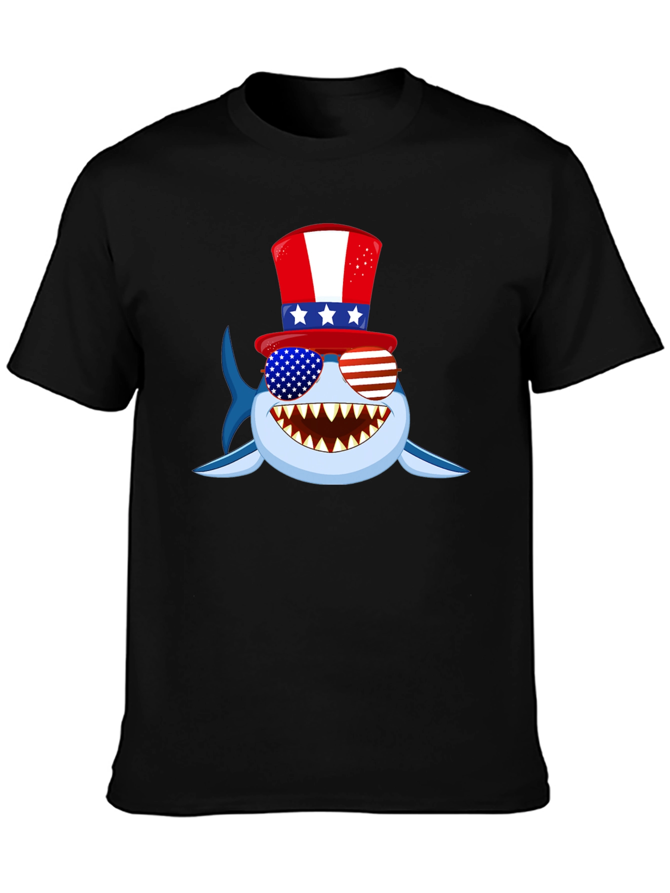 Patriotic Shark Graphic Tee - USA Pride