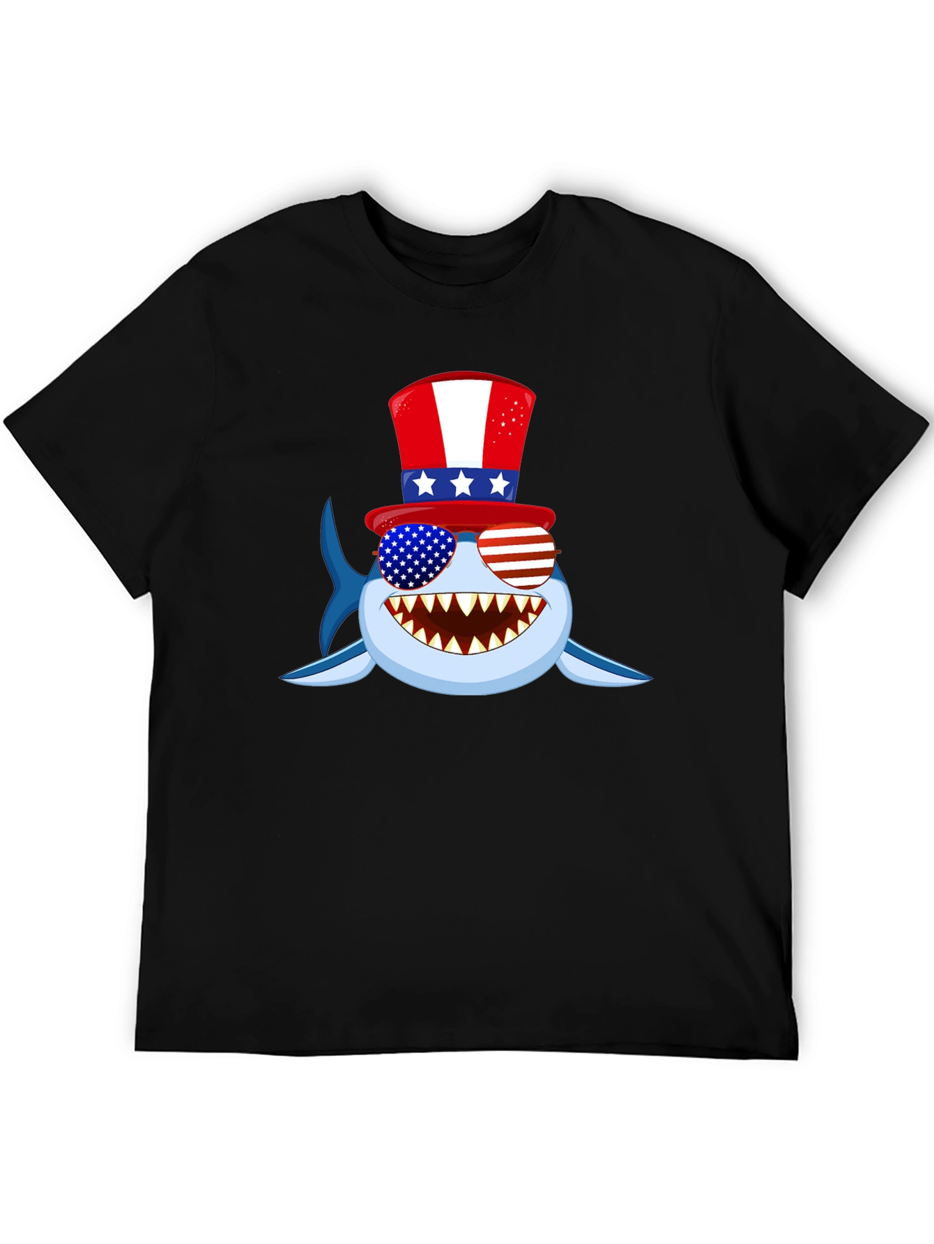 Patriotic Shark Graphic Tee - USA Pride
