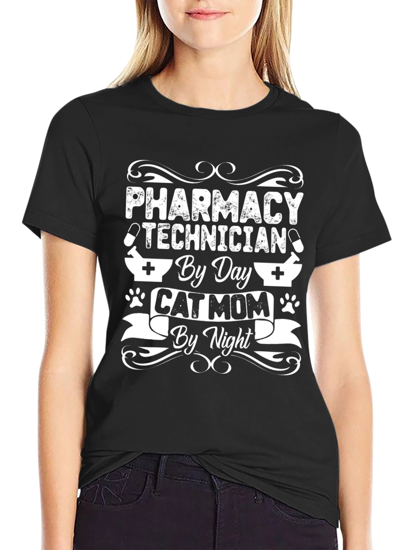 Pharmacy Technician Cat Mom T-Shirt