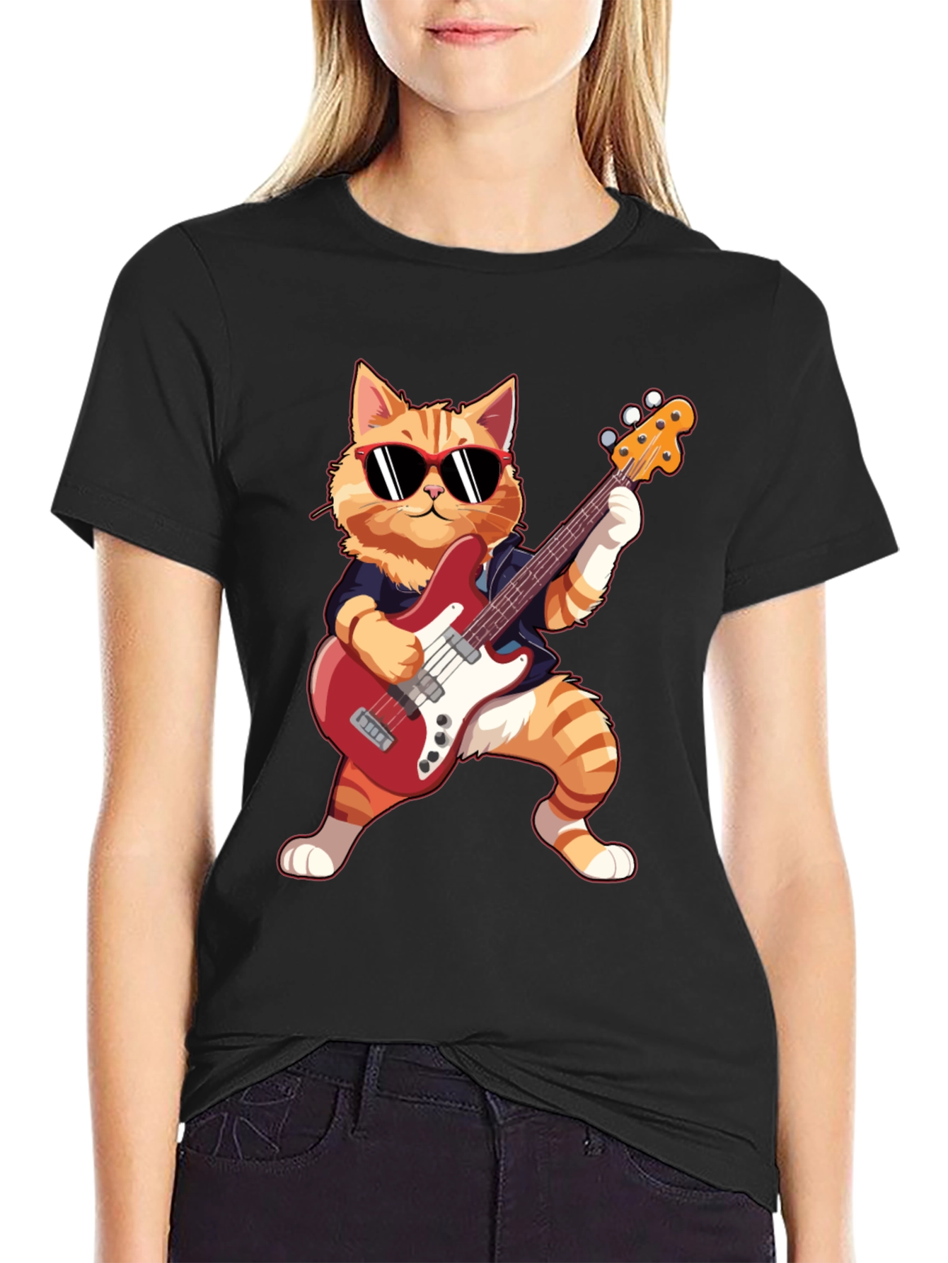 Cat Guitarist T-Shirt - Rockin Feline Fun
