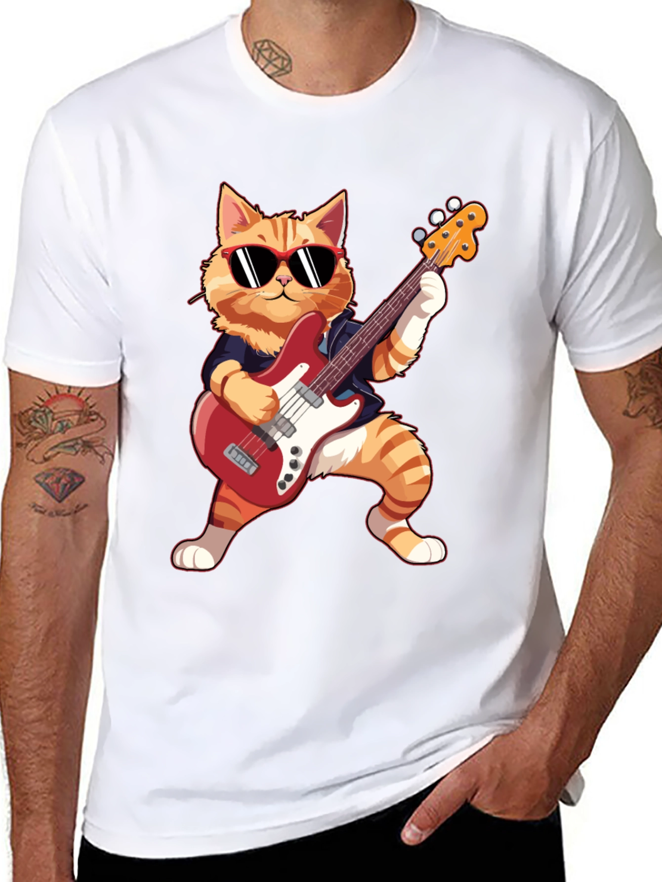 Cat Guitarist T-Shirt - Rockin Feline Fun