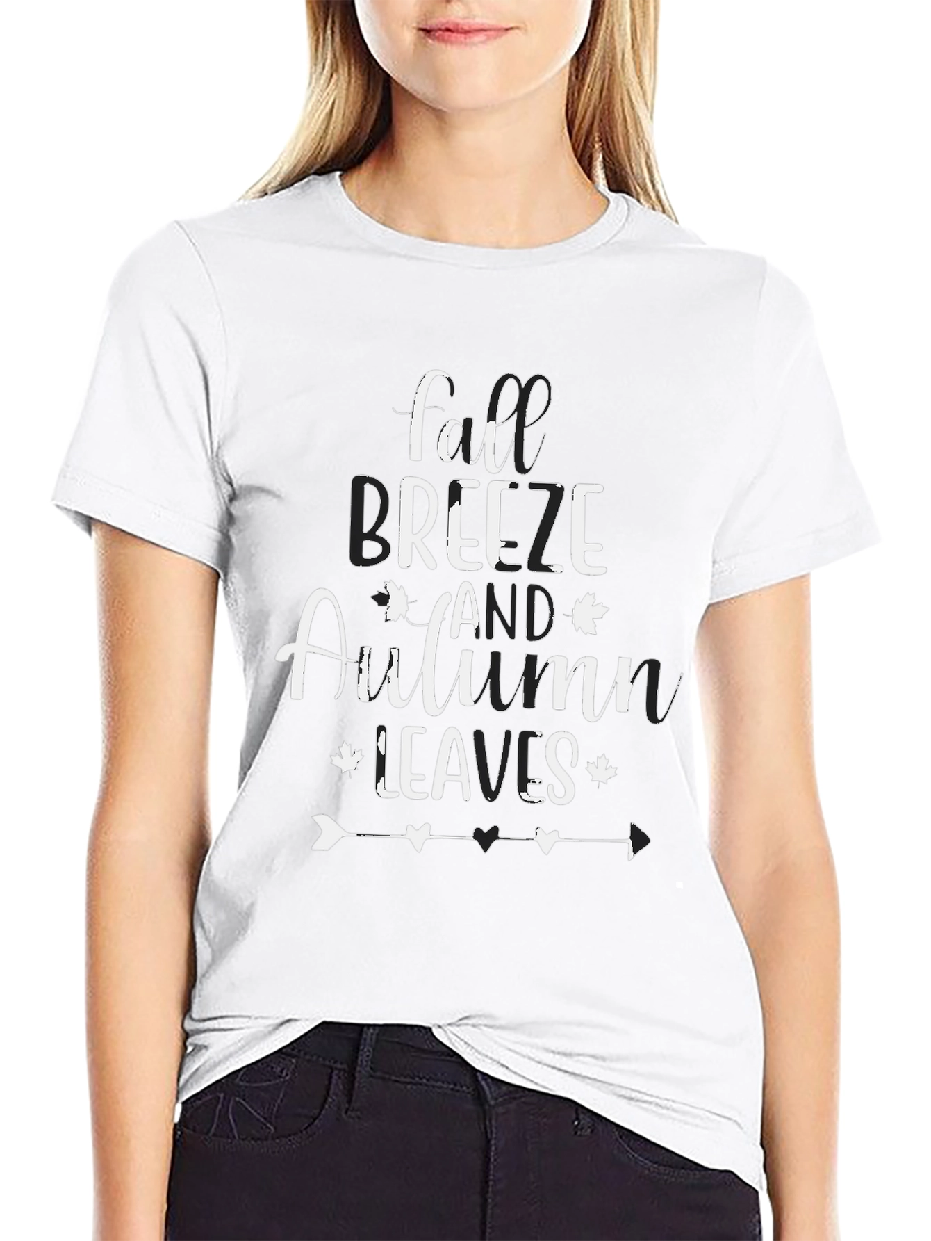 Fall Breeze Autumn Leaves Black T-Shirt