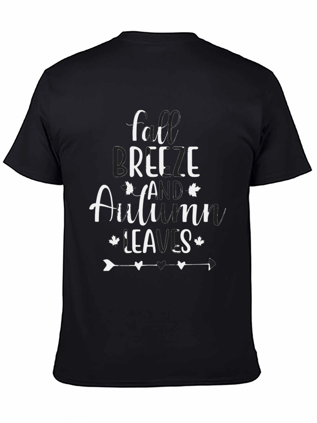 Fall Breeze Autumn Leaves Black T-Shirt