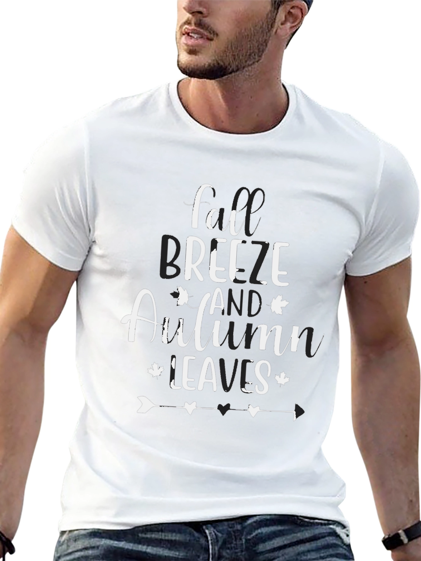 Fall Breeze Autumn Leaves Black T-Shirt