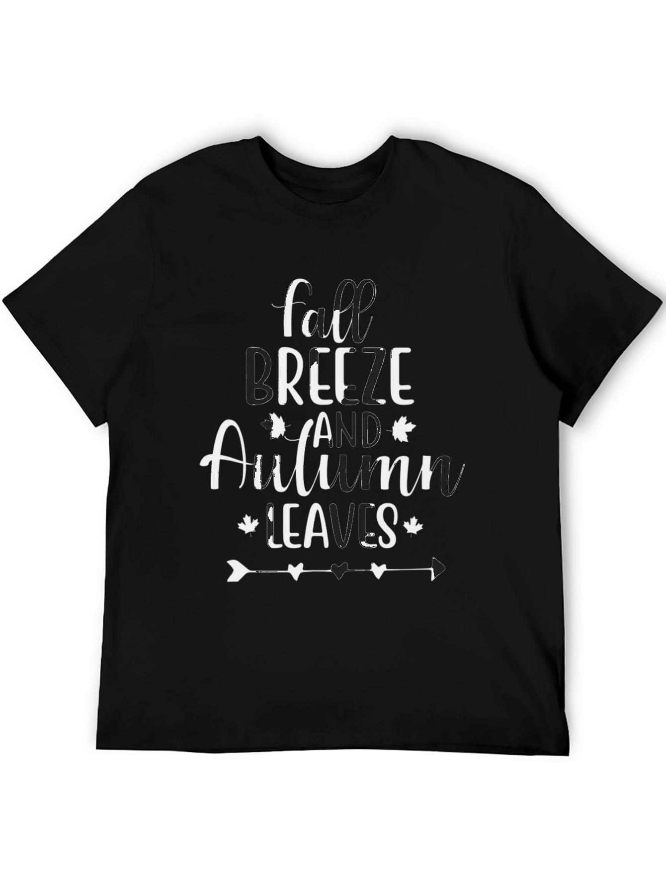 Fall Breeze Autumn Leaves Black T-Shirt