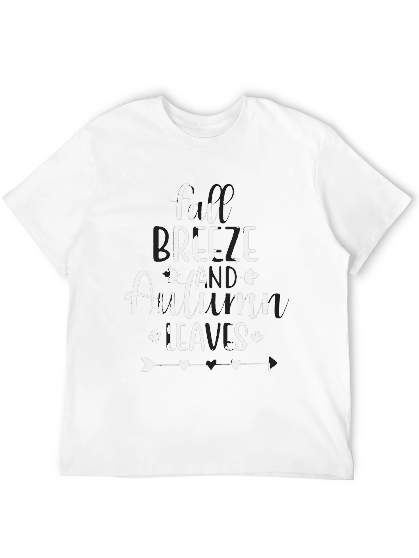 Fall Breeze Autumn Leaves Black T-Shirt