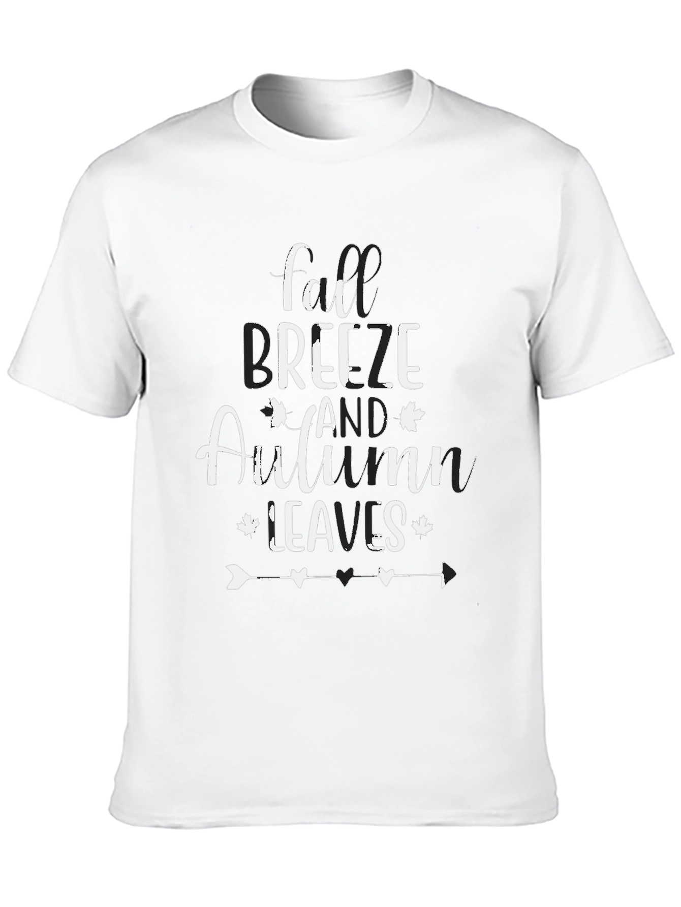 Fall Breeze Autumn Leaves Black T-Shirt