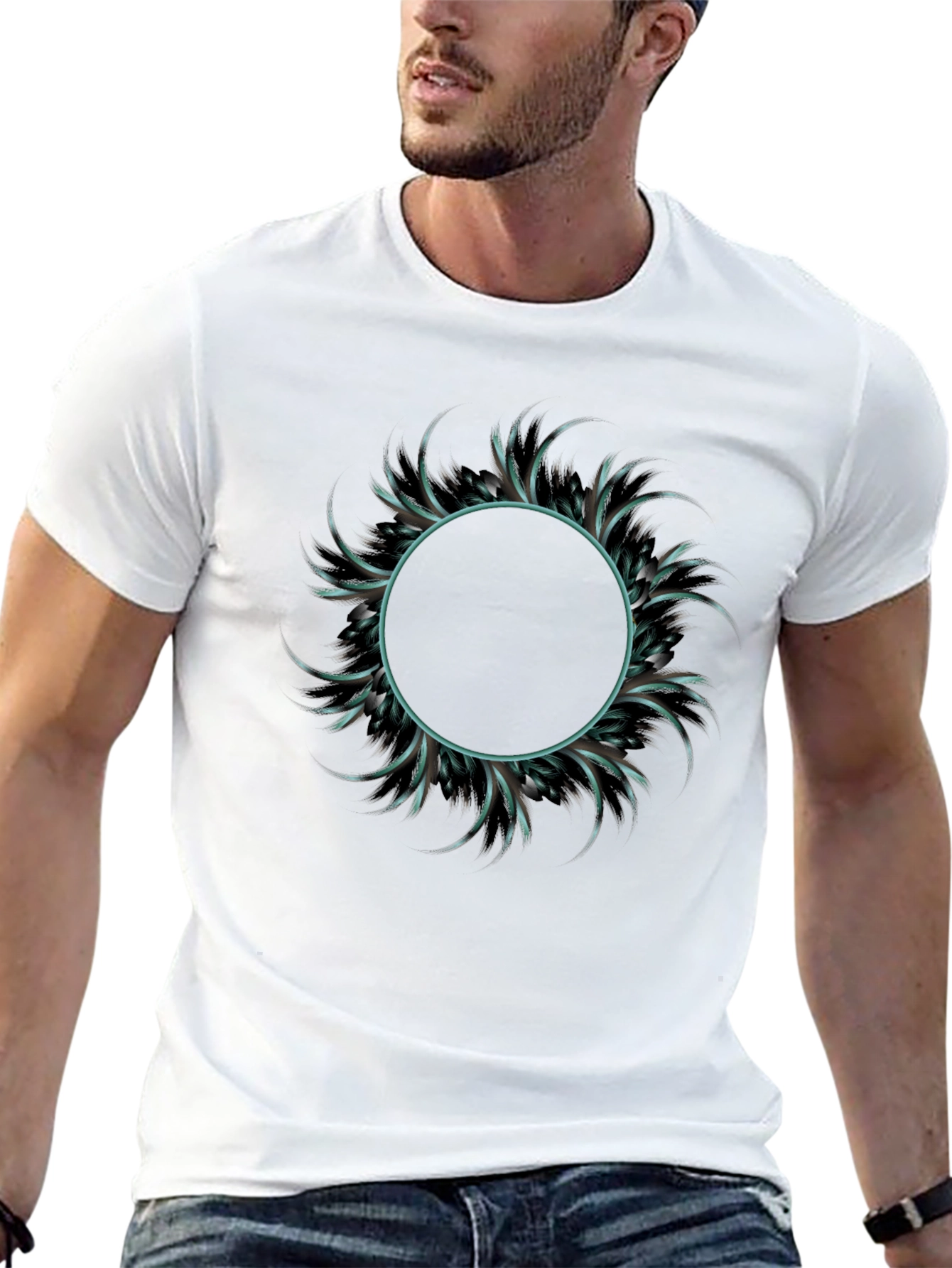 Abstract Circle Graphic Tee - Mens Fashion