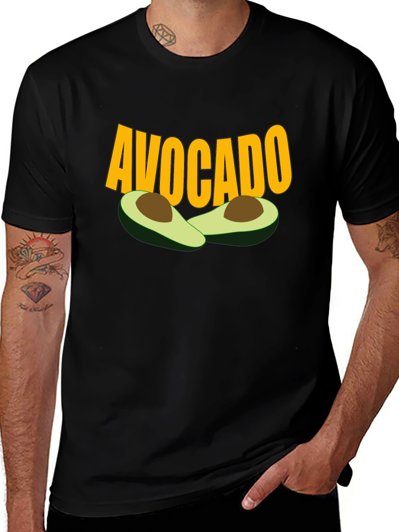 Avocado Graphic Tee - Black Cotton T-Shirt