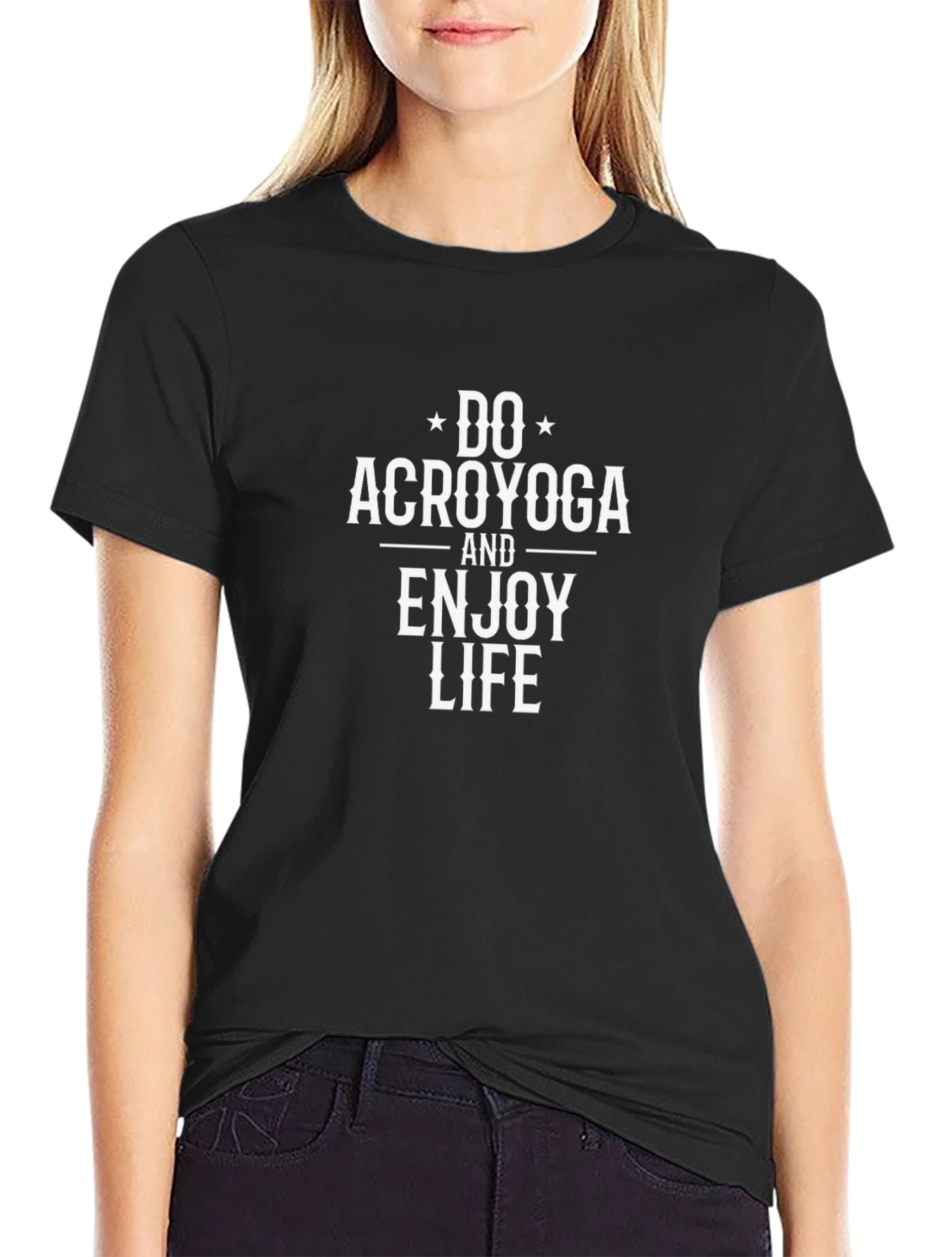 Do Acroyoga T-Shirt - Black Cotton Blend