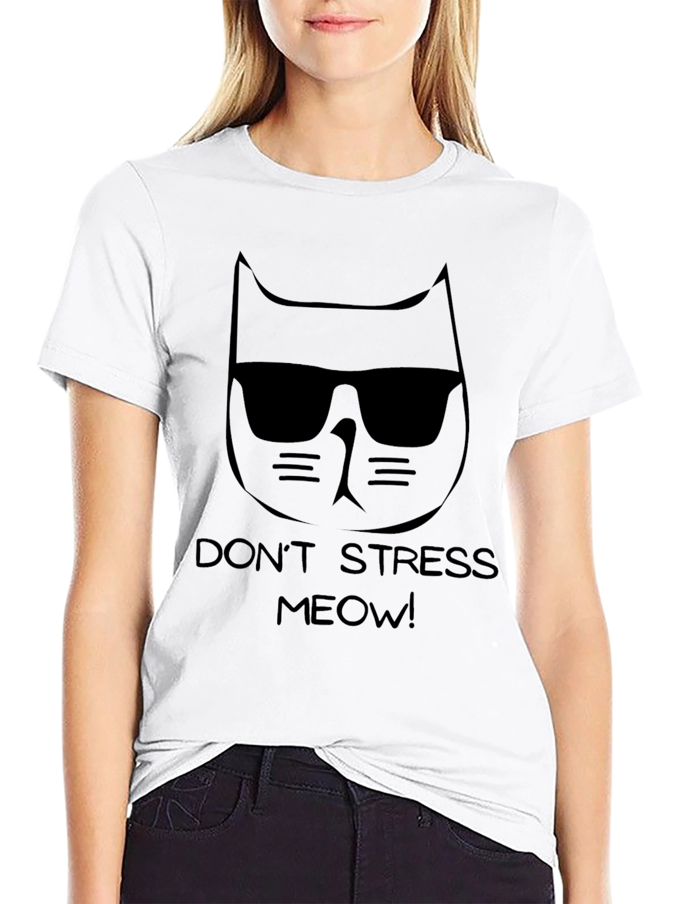 Cool Cat Dont Stress Meow T-Shirt