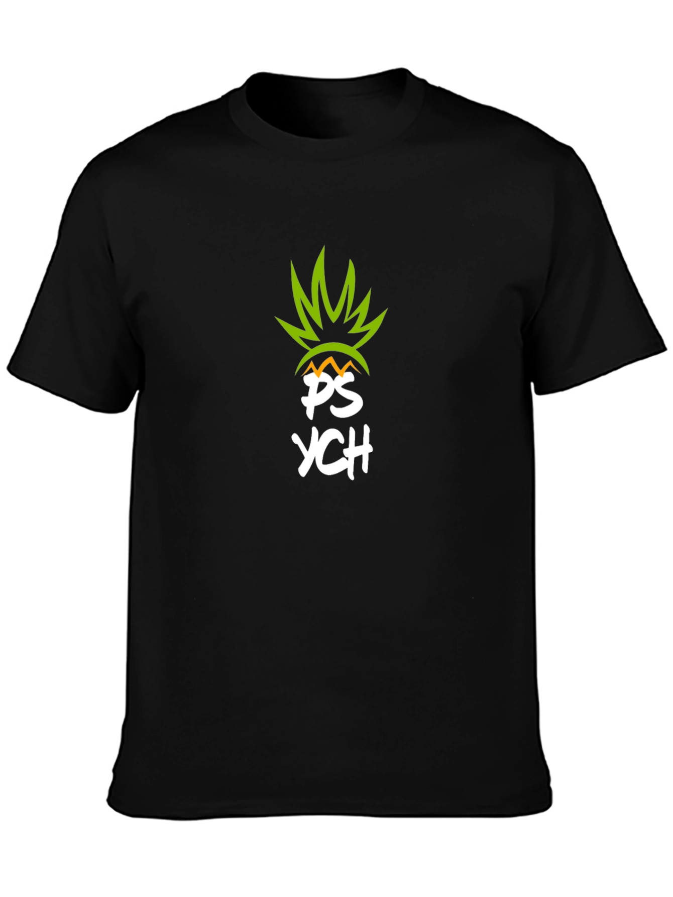 Psych Pineapple Graphic Tee - Black Cotton T-Shirt