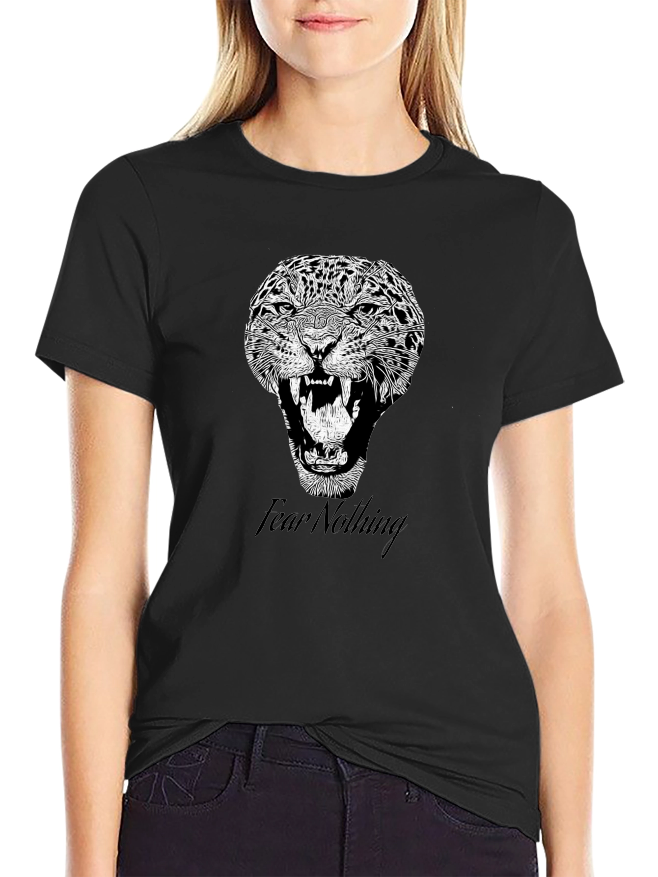 Fear Nothing Graphic Tee - Bold Jaguar Print